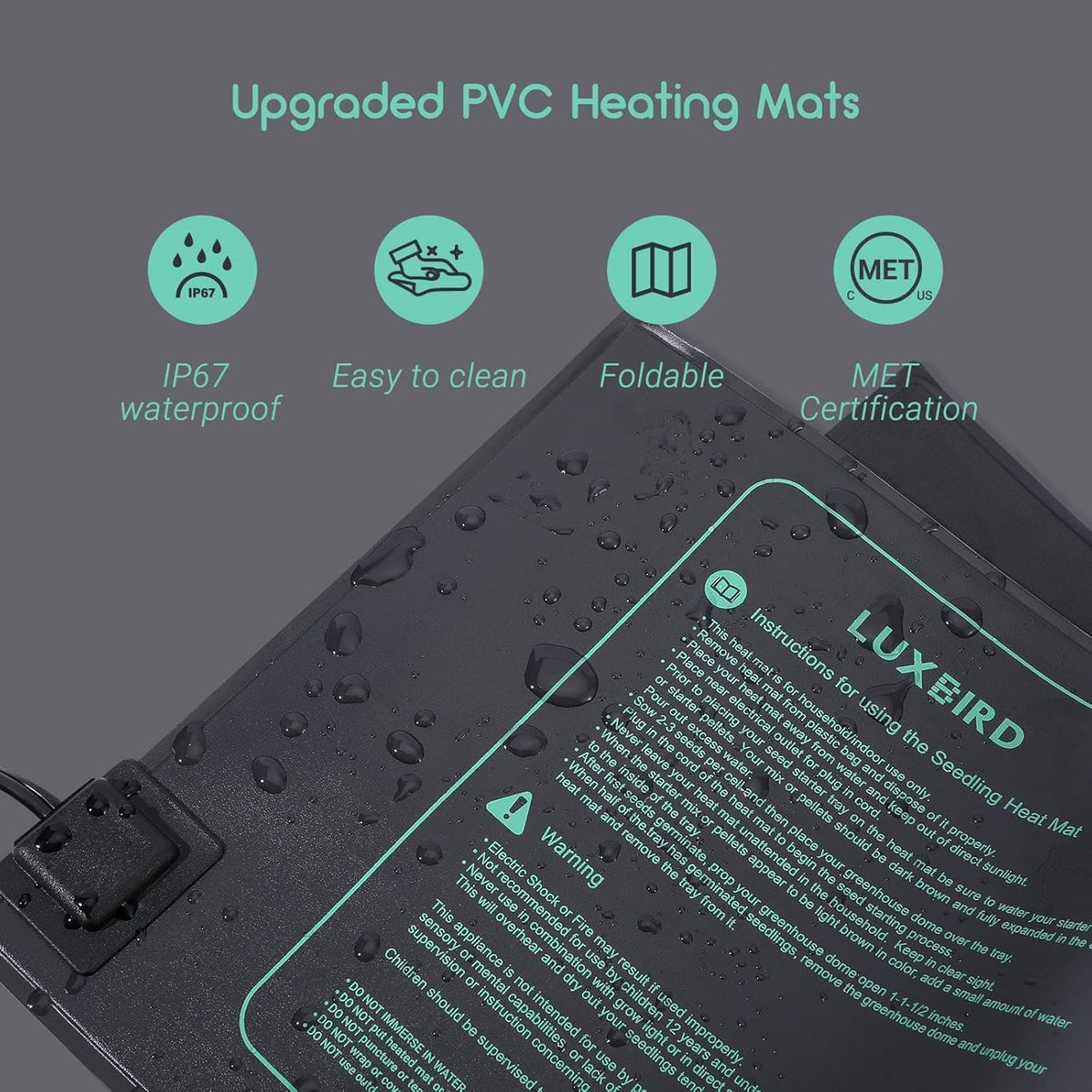 LUXBIRD 2 Pack 10"x 20.75" Seedling Heat Mat and Digital Thermostat Controller Combo Set (120v US Plug)