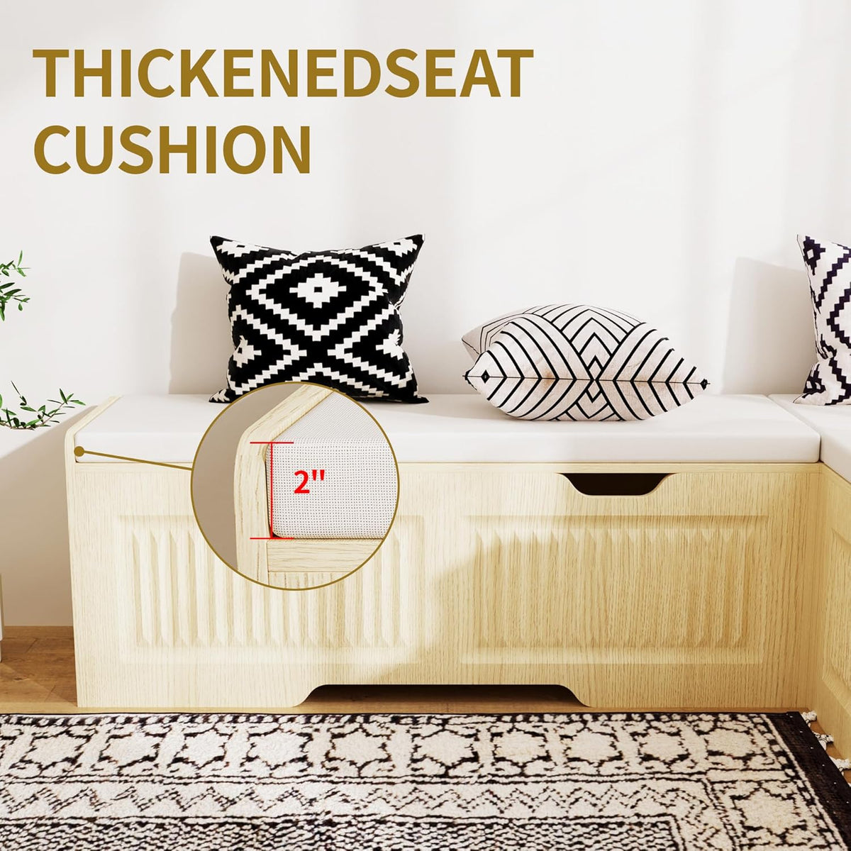 L Shape Bench,Breakfast Nook Bench with Cushion,Backless Corner Dining Bench,Kitchen Dining Nook Benchs with Hidden Storage Space Saving for Dining Room,Cafes,Living Room,Kitchen
