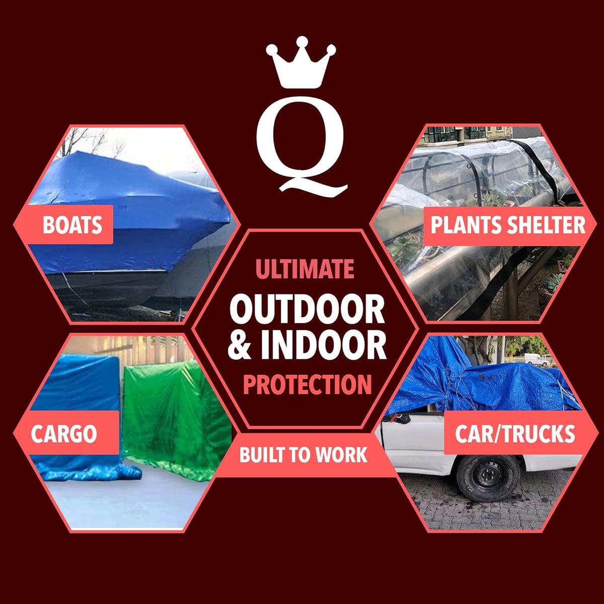 QUEEN OF TARPS | 6x8 Heavy Duty Tarp Waterproof, 120 GSM is 12 MIL, UV/Tear Resistant Tarp, Camping, Outdoor Furniture, Car, Tents, Painting, Firewood Protection | 6x8, Heavy Duty