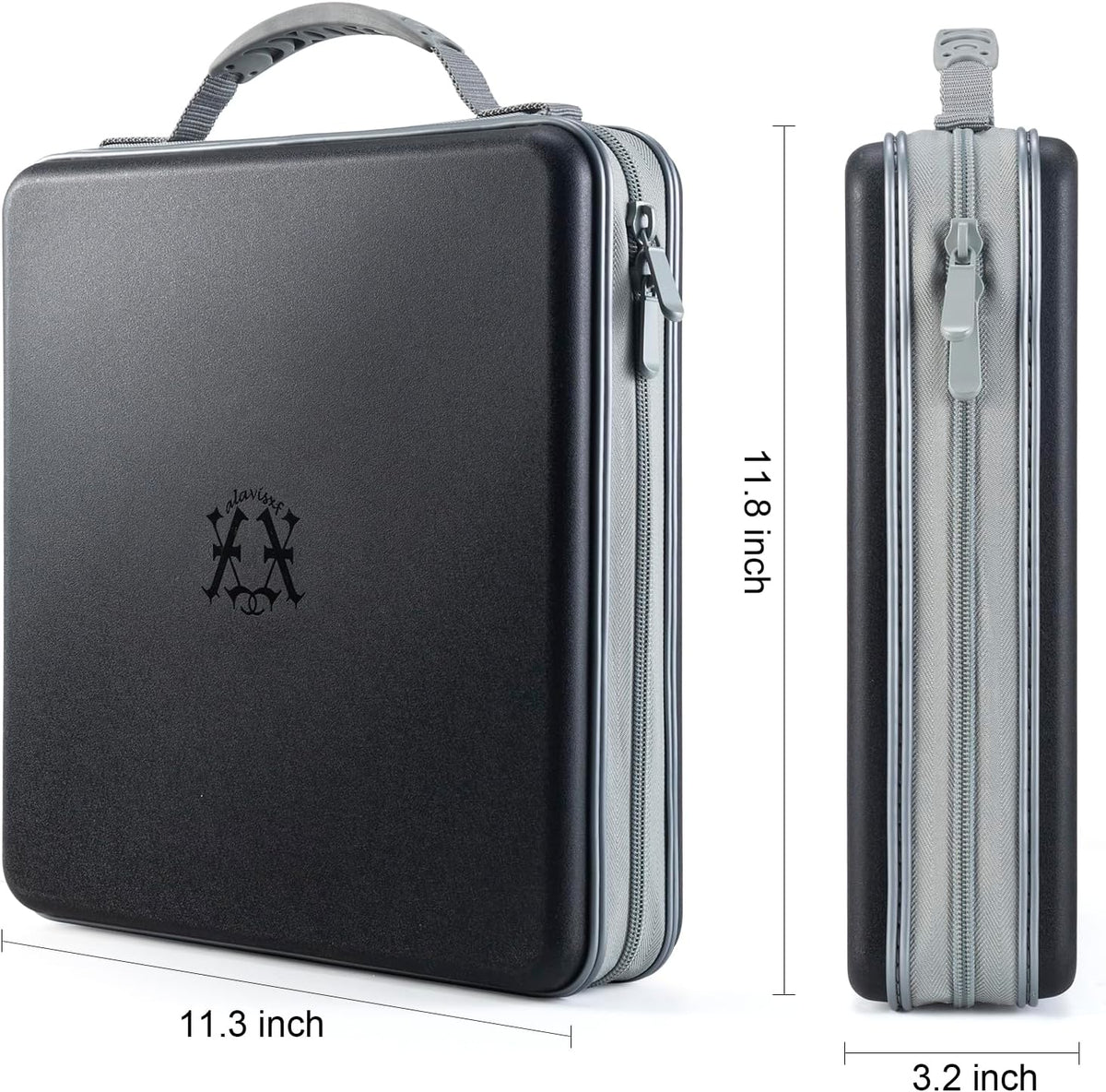 alavisxf xx CD Case, 224 Capacity Hard Plastic Organizer Holder for Car | Double Zipper Closure, Portable Handle, Heavy Duty, Anti-Slip Scratch-Resistant, DVD Storage, for Home Office Travel
