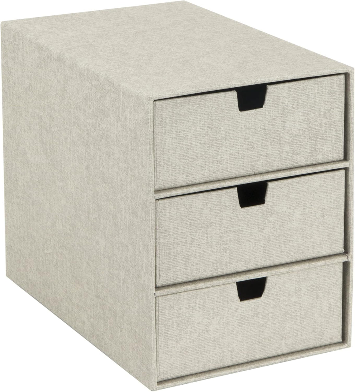 Bigso Box of Sweden 3-Tier Desktop Drawers - Desk Tidy Organiser for Stationery Storage - Paper Mini Filing Cabinet in Fibreboard and Paper in Linen Look - Beige