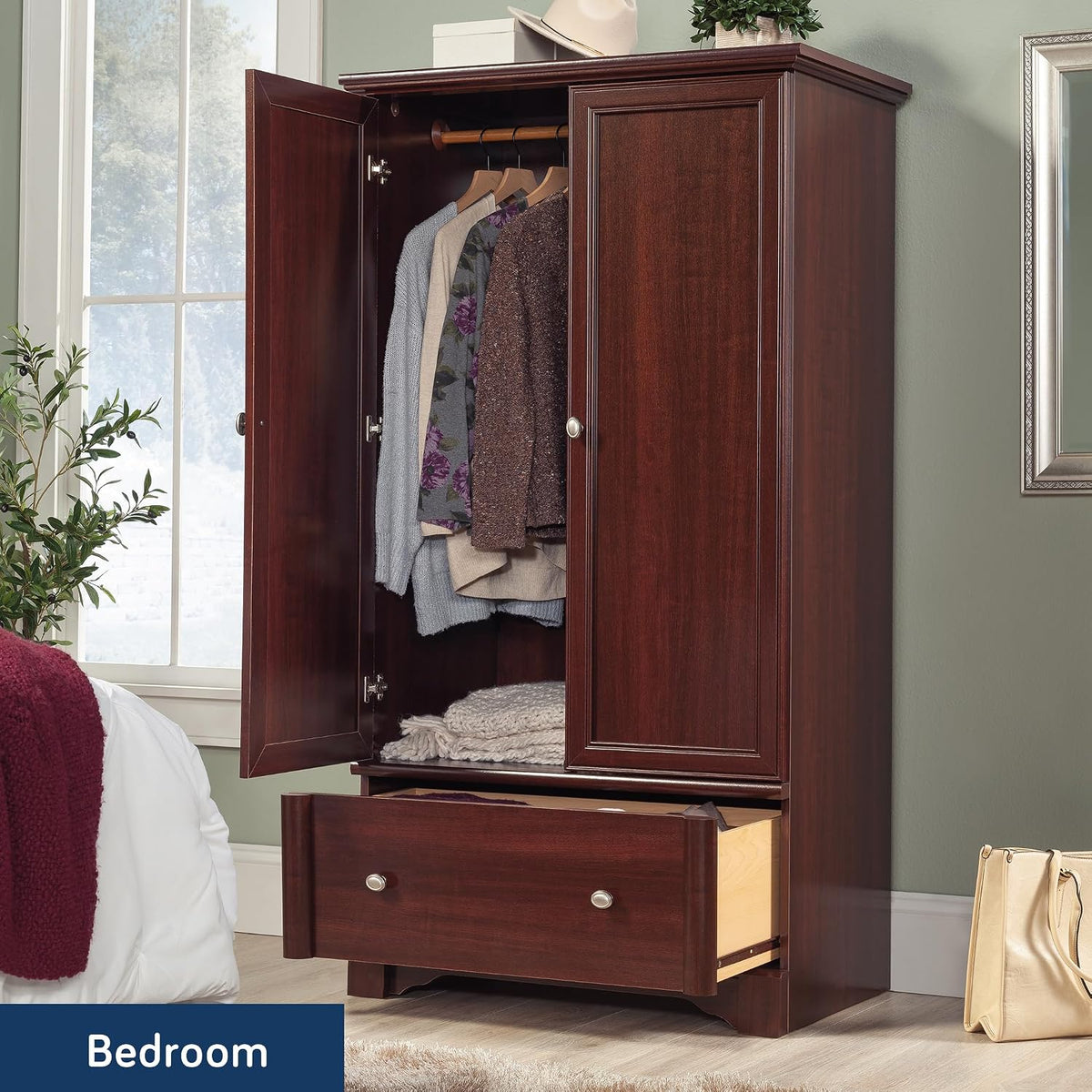 Sauder Palladia Armoire, Select Cherry finish