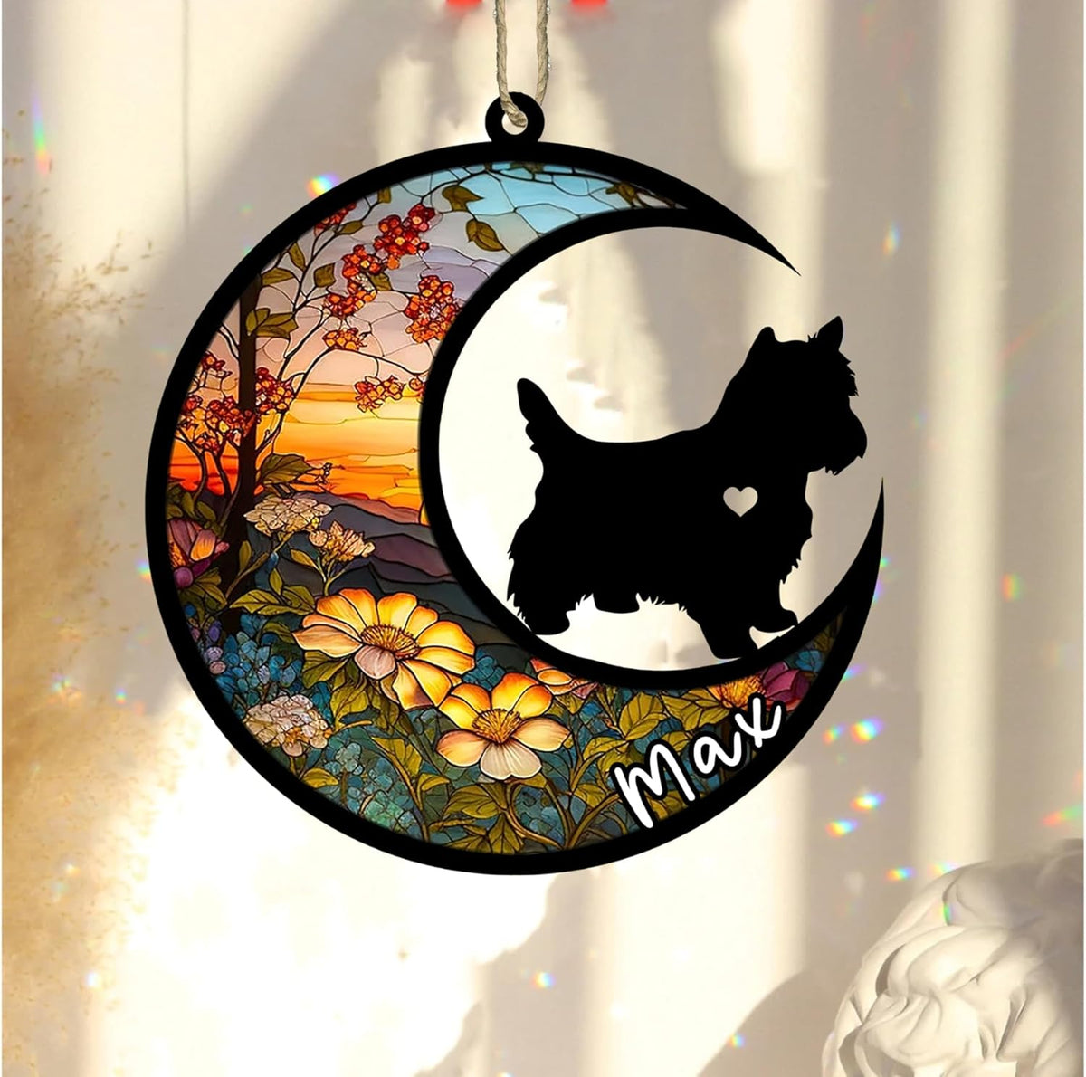 Personalized Dog Memorial, Custom Name Westie Dog Christmas Ornament with Name, Custom Breeds, Pet Loss Light Catcher, Gifts for Lovers Loss of Pet Sympathy on Mothers Day Christmas