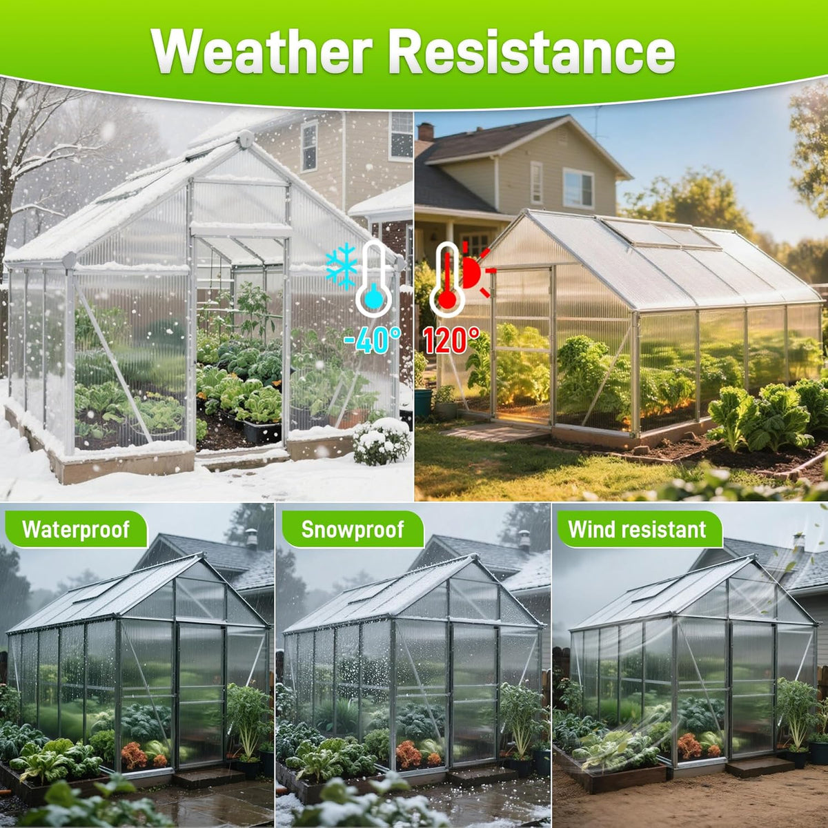 8 Pack 8' X 6' X 0.16'' Polycarbonate Greenhouse Panels, Waterproof UV Protected Clear Polycarbonate Sheets Twin-Wall Roof Panels, Corrugated Plastic Roofing Panels for Greenhouse Replacement