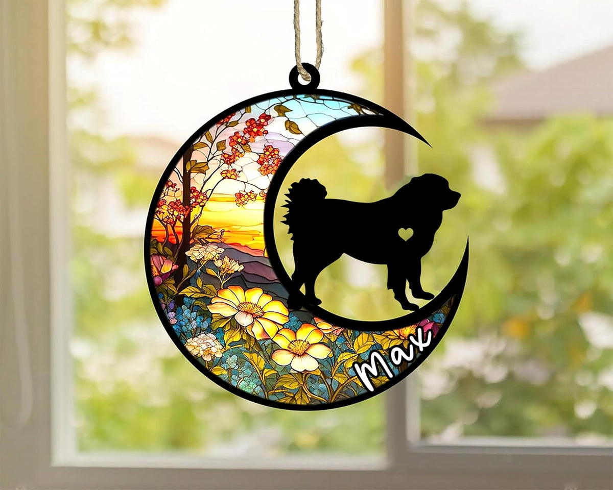 Personalized Dog Memorial, Custom Name Caucasian Shepherd Dog Christmas Ornament with Name, Custom Breeds, Pet Loss Light Catcher, Gifts for Lovers Loss of Pet Sympathy on Mothers Day Christmas