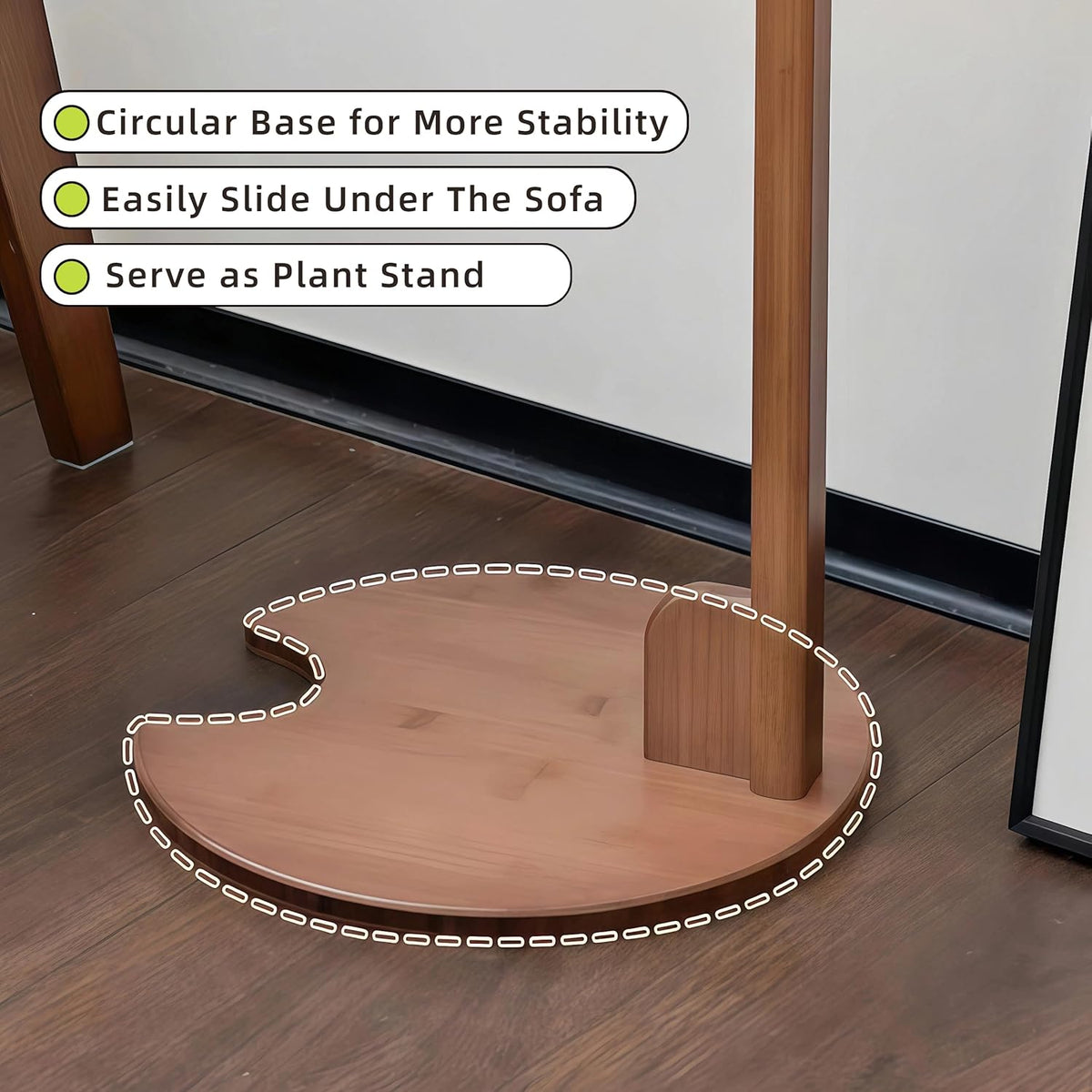 Bamboo Side Table for Sofa - Adjustable Height C Shaped End Tables for Small Spaces, Couch, Bedside, Living Room, 12.6x12.6x26 Inch TV Tray Round Stand for Drink, Snack, Coffee (Walnut)