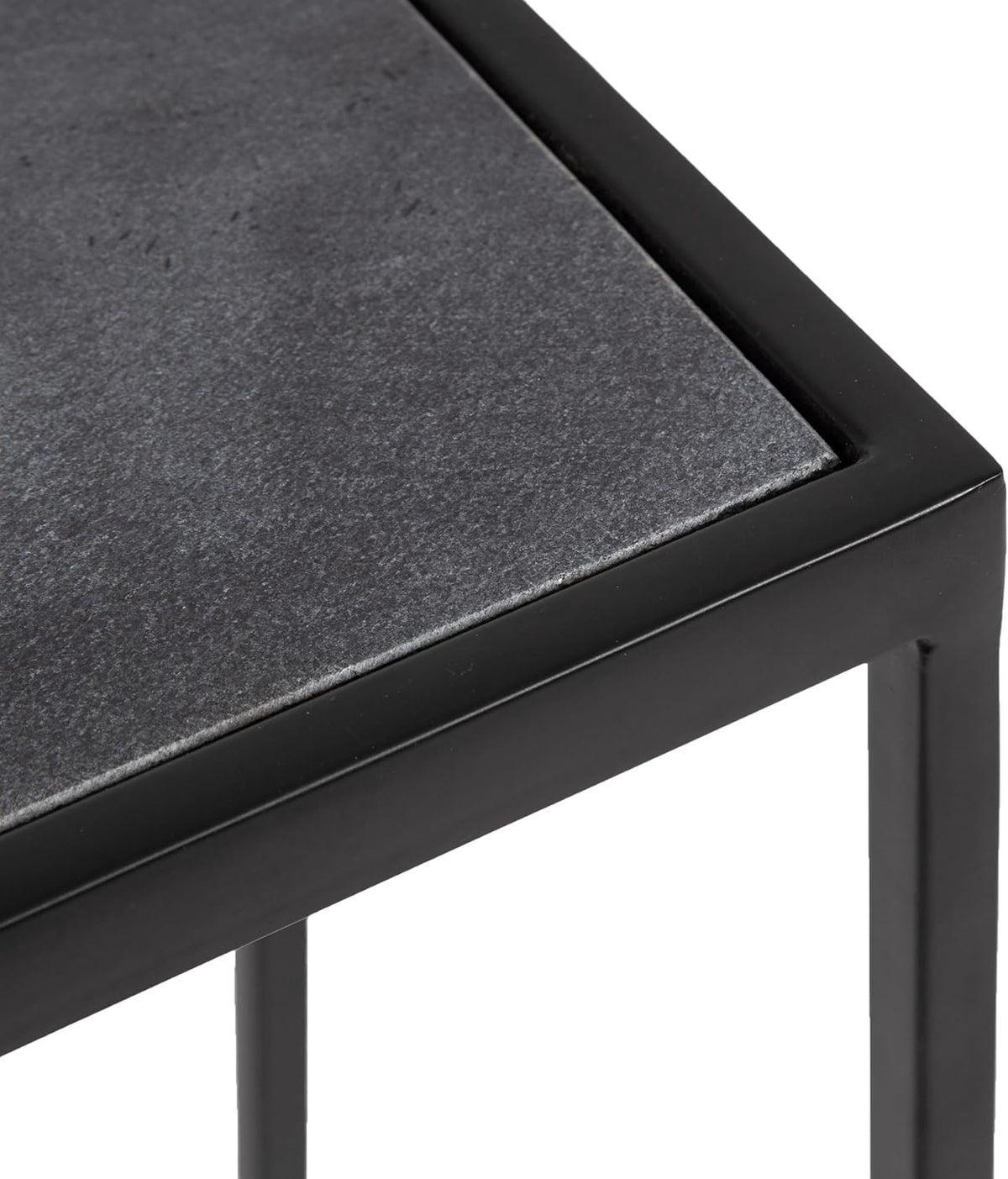 Kate and Laurel Jaspur Modern Slim Side Table, 16 x 8 x 24, Black Marble and Black, Decorative Glam Narrow End Table for Use as Skinny Bedroom Nightstand or Living Room Accent Table