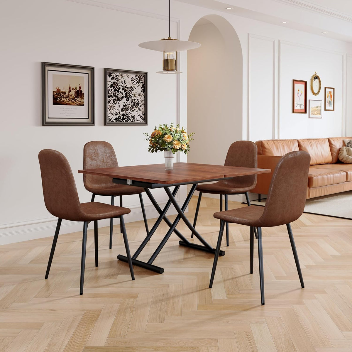 Adjustable Height Coffee Table to Dining Table, Lift Top Foldable Dining Table with Expandable Top & Wheels, Convertible Coffee Table for Small Spaces & Apartments