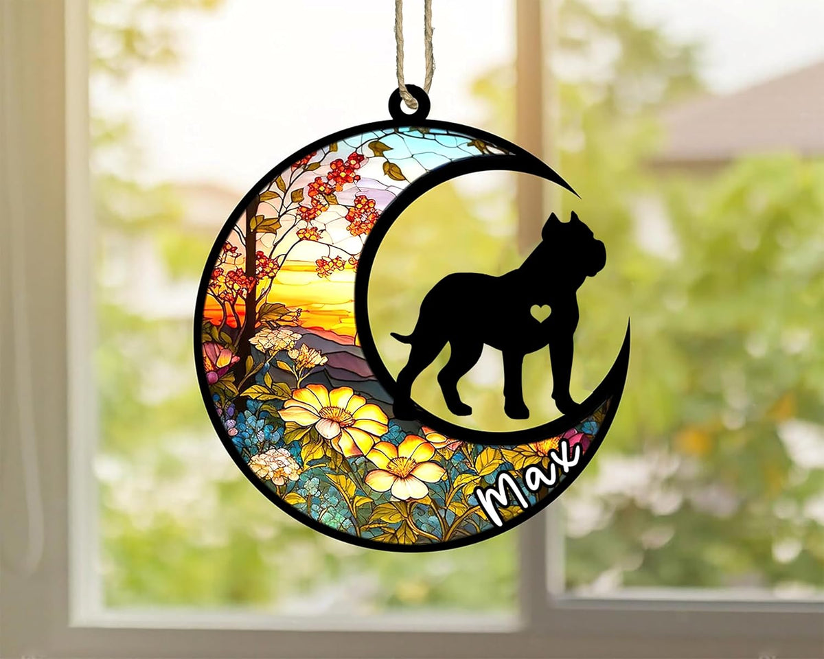 Personalized Dog Memorial, Custom Name Presa Canario Dog Christmas Ornament with Name, Custom Breeds, Pet Loss Light Catcher, Gifts for Lovers Loss of Pet Sympathy on Mothers Day Christmas