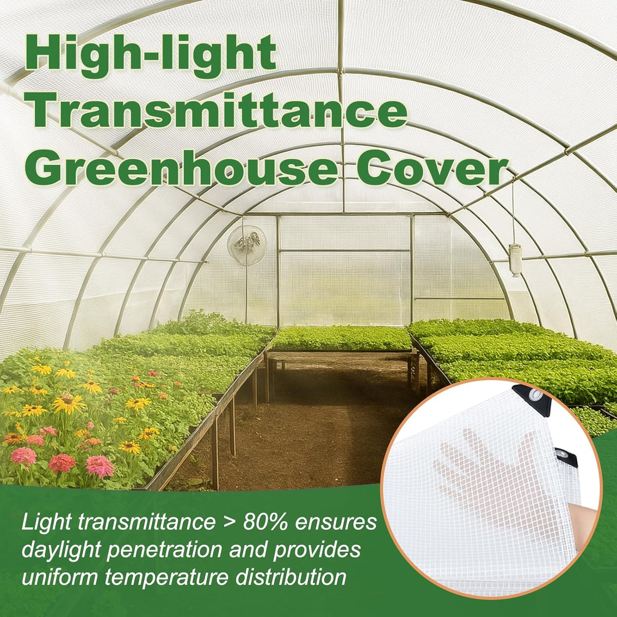 18 Mil Greenhouse Cover, 10x10 FT Clear Heavy Duty Greenhouse Tarp, UV Resistant Waterproof Green House Plastic Covering with Grommets for Garden, Farms, Nursery