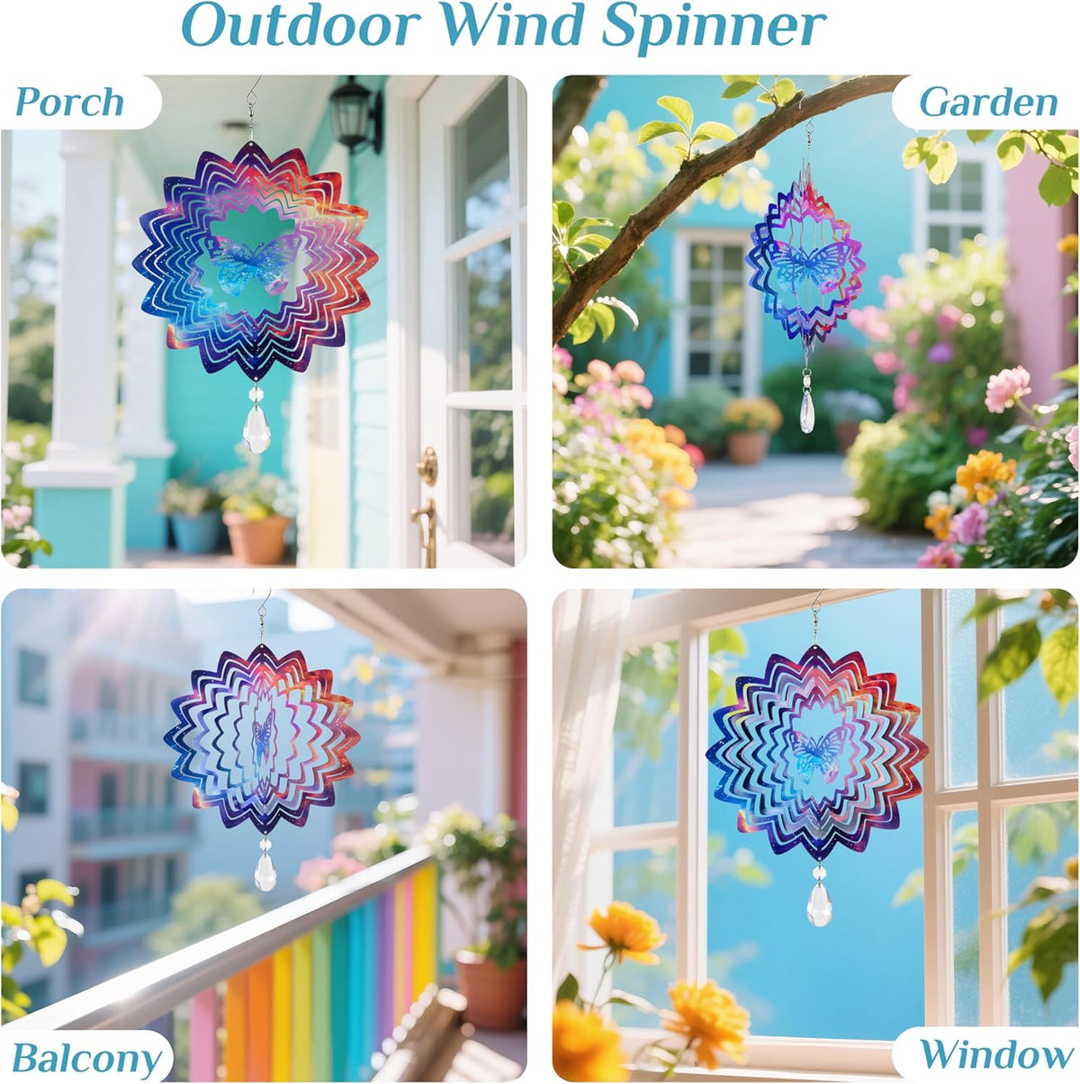 2PCS Garden Wind Spinners 3D Wind Sculptures Butterfly & Dragonfly Hanging Kinetic Wind Catchers Outdoor Yard Art Ideal Gifts for Mom Wife Grandma