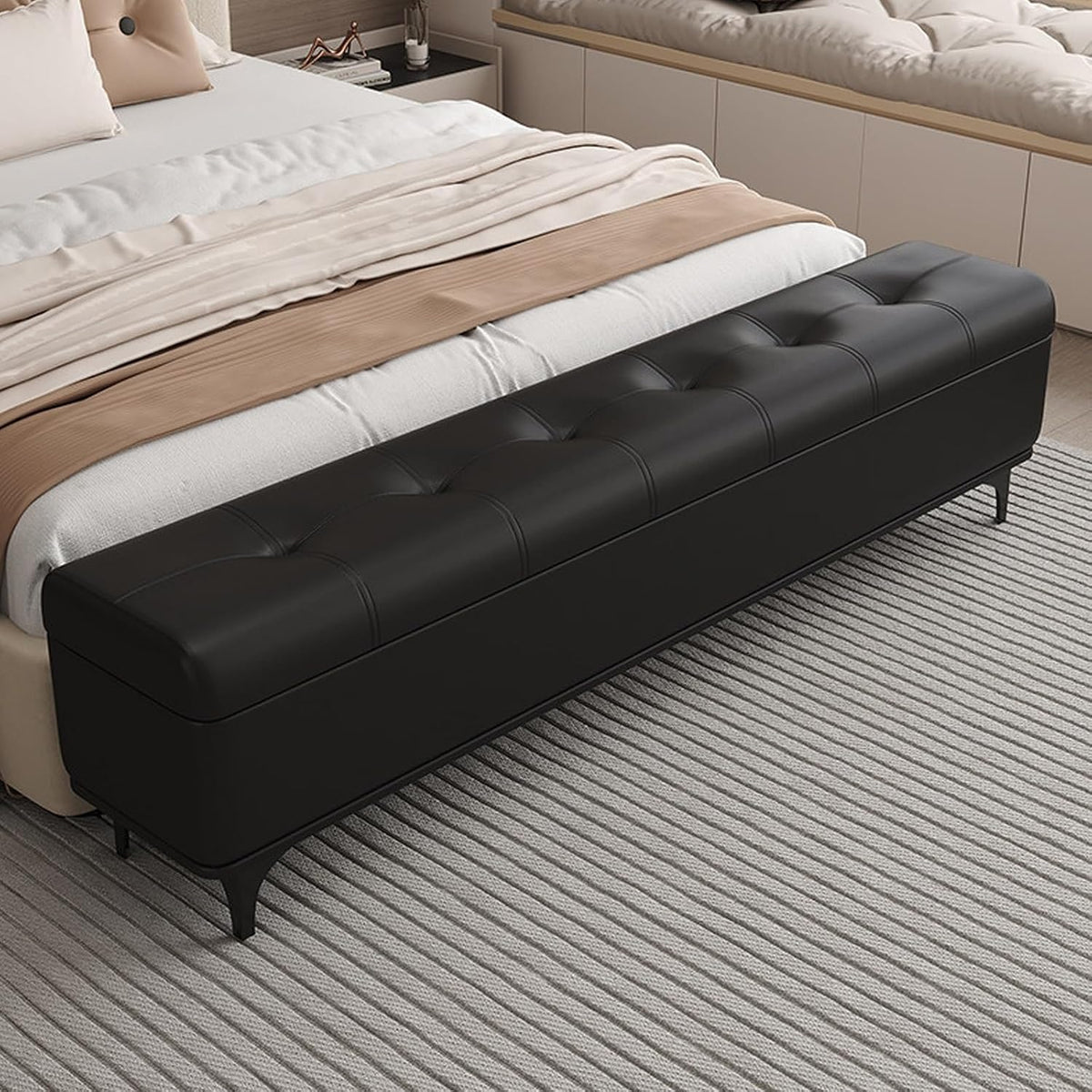 Modern Bedroom Bench with Storage Space, Hallway Seat Chest with Shoe Rack, Ultra-Narrow Gap — Slim Entryway, Living Room, and Shoe-Changing(D,100 * 30 * 45cm/35.4 * 11.8 * 17.7in)
