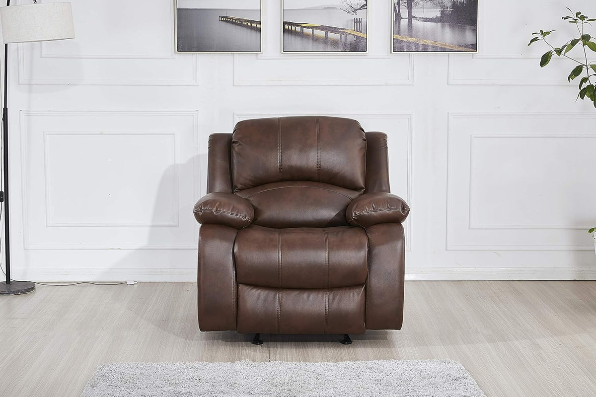 Betsy Furniture Faux Leather Reclining Glider Chair, Recliner, 8018 Multiple Colors (Brown, Chair)