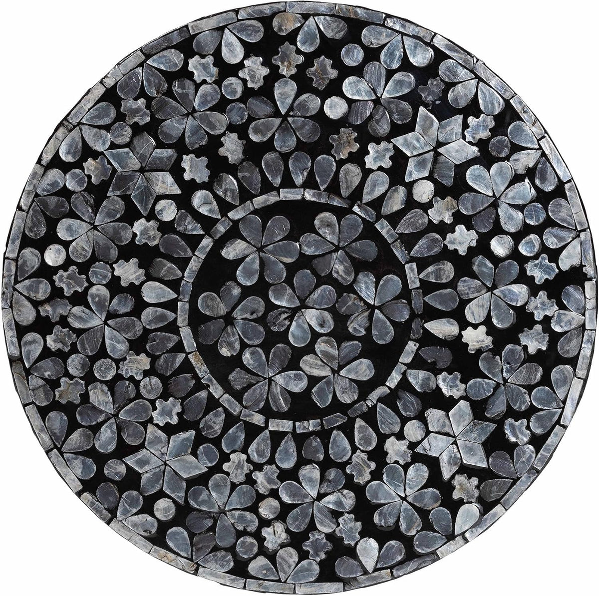 bali & pari Elara Coastal Black and White Mother of Pearl Capiz Shell End Table
