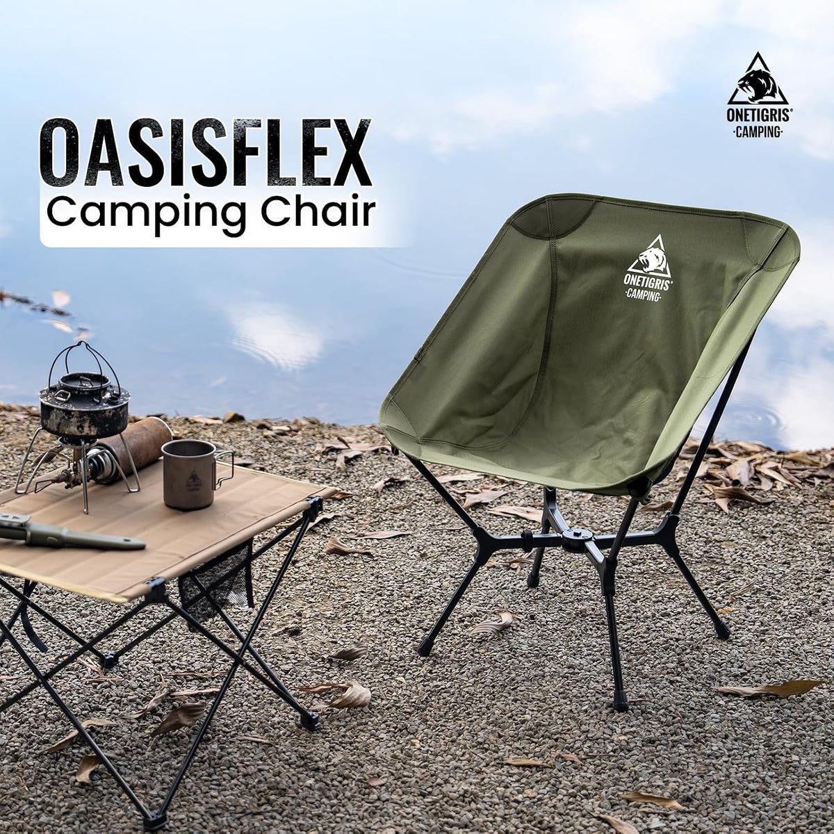 ONETIGRIS OasisFlex Camping Chair,Portable Chair with Carry Bag,Great for Camping,Beach,Picnic,Park,Lawn,Sports and Outdoor Events