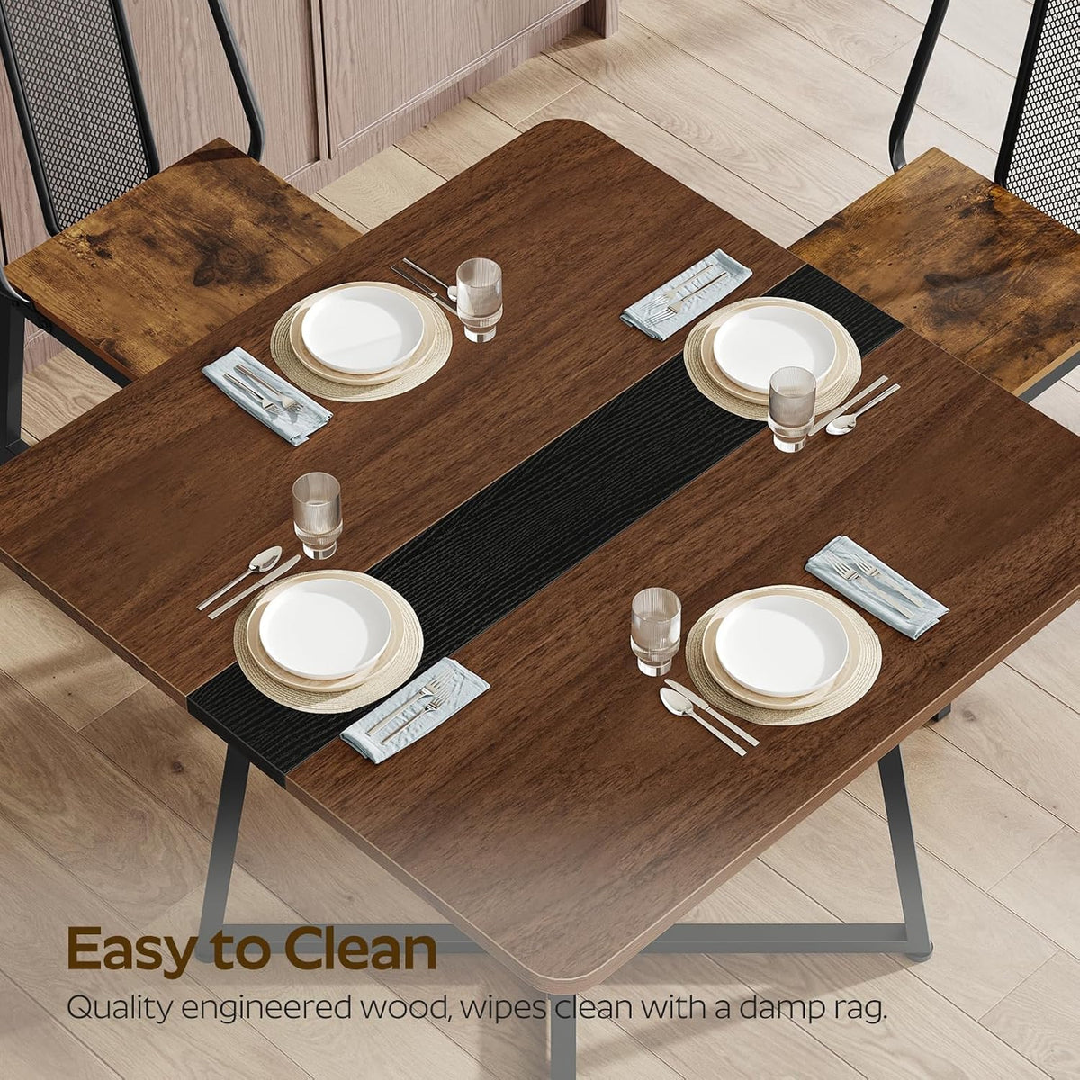 YATINEY Dining Table, 29.5'' Kitchen Table, Dining Room Table with Wine Rack, Versatile Small Dining Table, Easy Assembly, for Restaurant, Cafe, Apartment, Black and Walnut CZ02BH