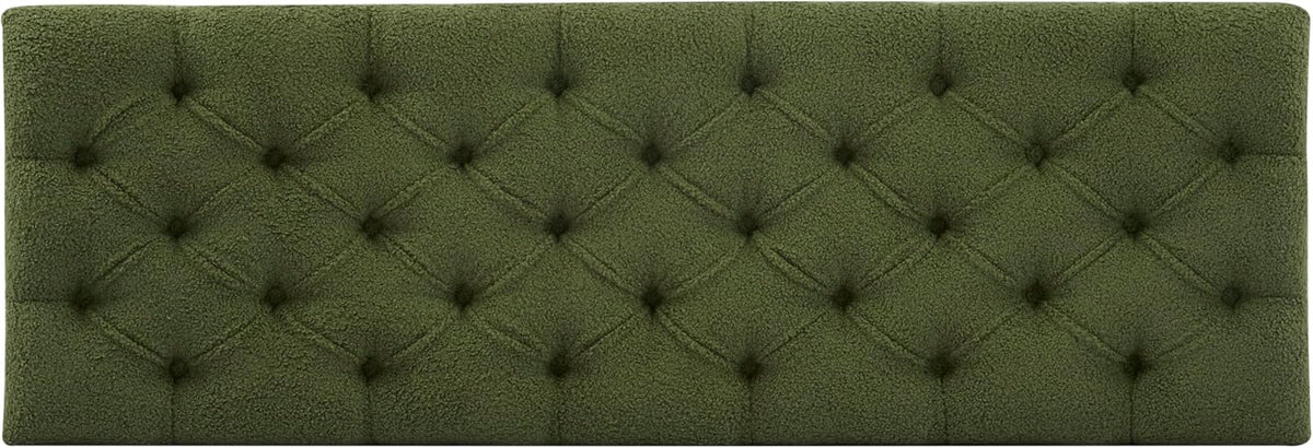 Christopher Knight Home Ottilie Boucle Fabric Storage Ottoman Bench, Wooden Rectangular Ottoman with Storage, Bedroom End of Bed Foot Stool, Entryway Ottoman Footrest, Living Room Extra Seat, Green