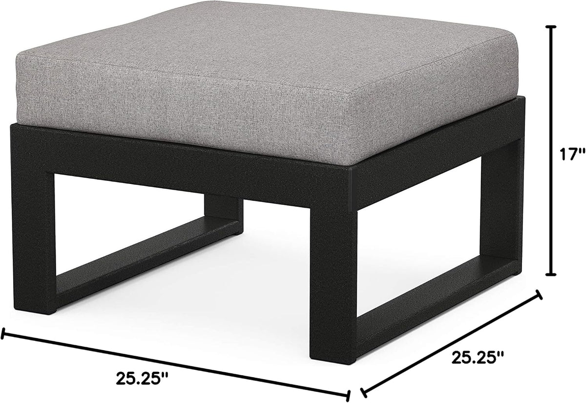 POLYWOOD® Edge Modular Deep Seating Ottoman, Black/Grey Mist