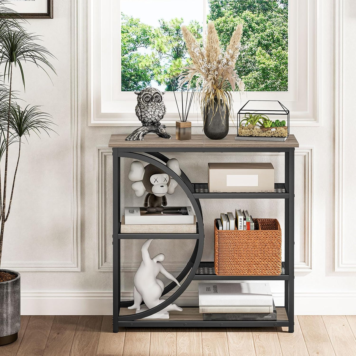 Snughome Entryway Table, Narrow Console Table, Industrial Sofa Table with 5 Tier Storage Shelves, Entrance Table for Hallway, Behind The Couch, Living Room, Foyer, Grey