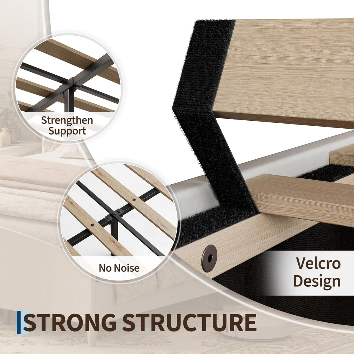 Queen Size Bed Frame,Upholstered Platform Bed,Wingback Headboard