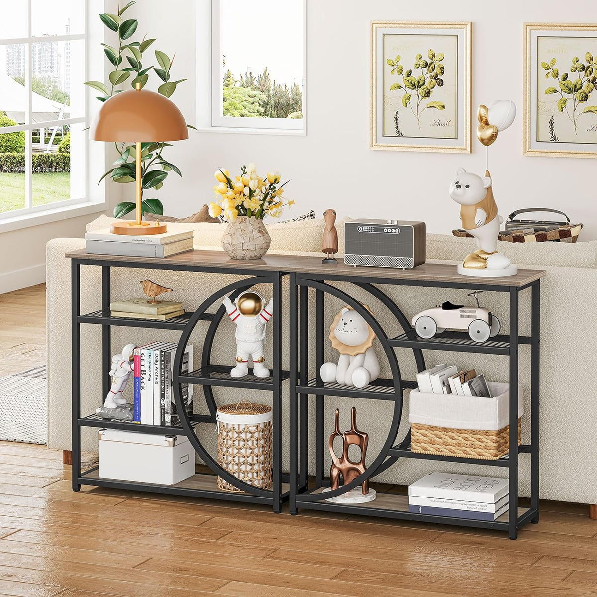 Snughome Entryway Table, Narrow Console Table, Industrial Sofa Table with 5 Tier Storage Shelves, Entrance Table for Hallway, Behind The Couch, Living Room, Foyer, Grey