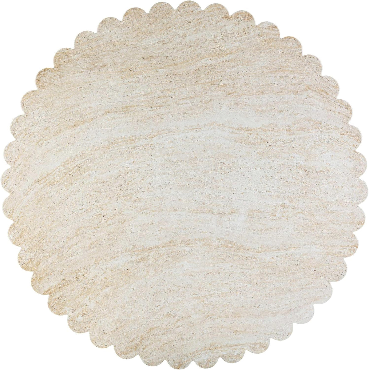 First of a Kind 54" Round Concrete Table in Travertine Finish - Modern Dining Table with Petal-Inspired Design - Seats 6, Indoor/Outdoor Use - Durable and Stylish for Elegant Gatherings