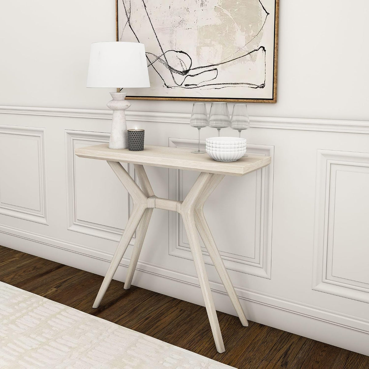 Plank+Beam Verso Console Table, 36 Inch, White Sand