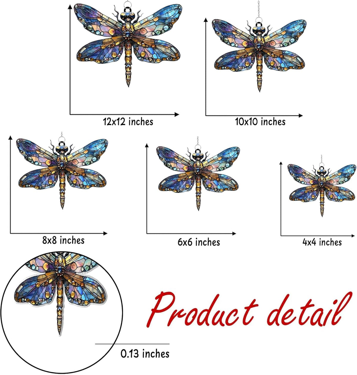 Boho Dragonfly Acrylic Suncatcher Stained Glass Effect Window Car Hanging Christmas Ornament Indoor Outdoor Decor Garden Sun Catcher Panel for Dragonfly Lover for Women Mom Grandma