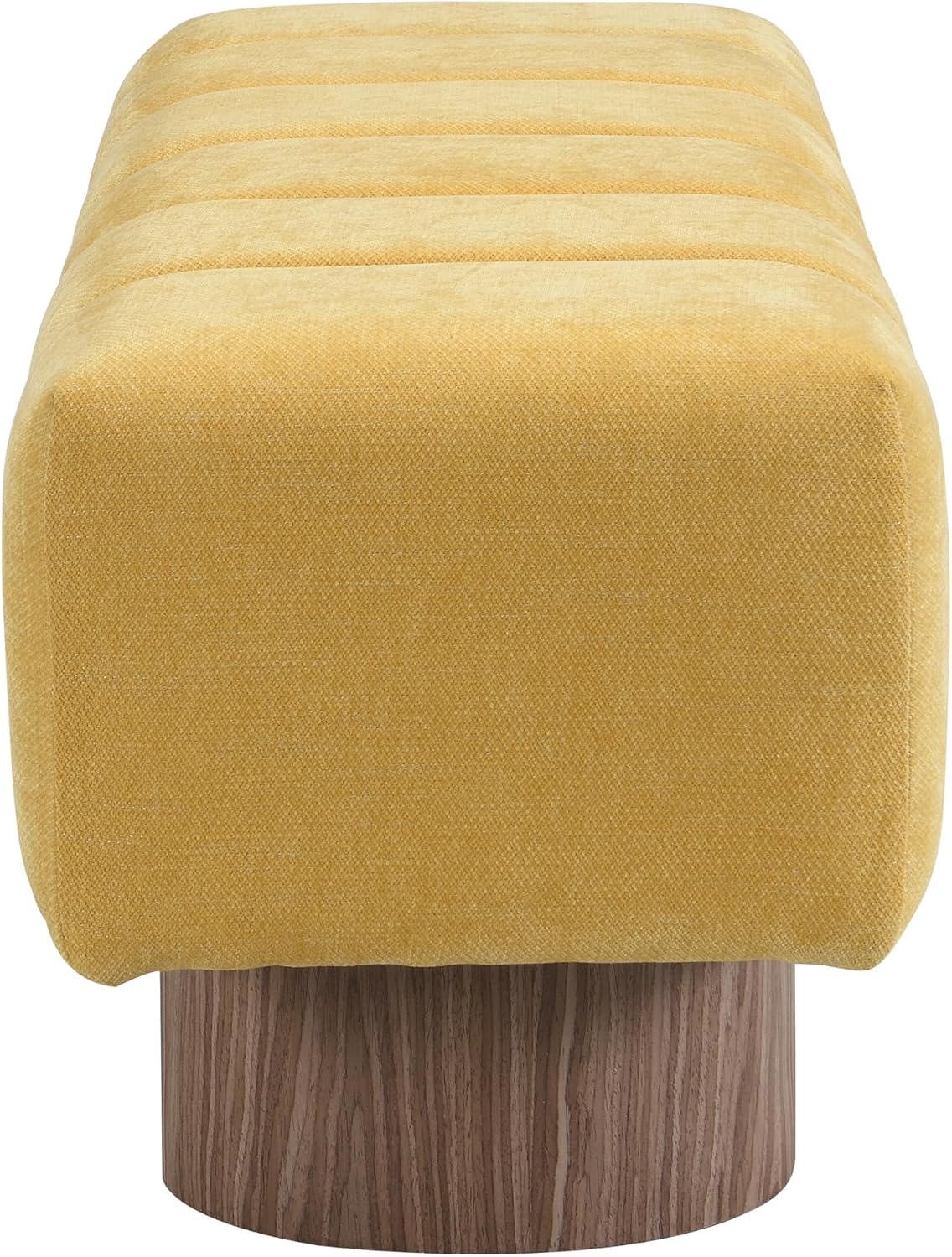 Merax 50" Upholstered Chenille Dining Bench Entryway End of Bed Ottoman Bench for Living Room Bedroom Dining Room, Wood Leg, Bear 300 LBS, No-Assembly (Yellow)
