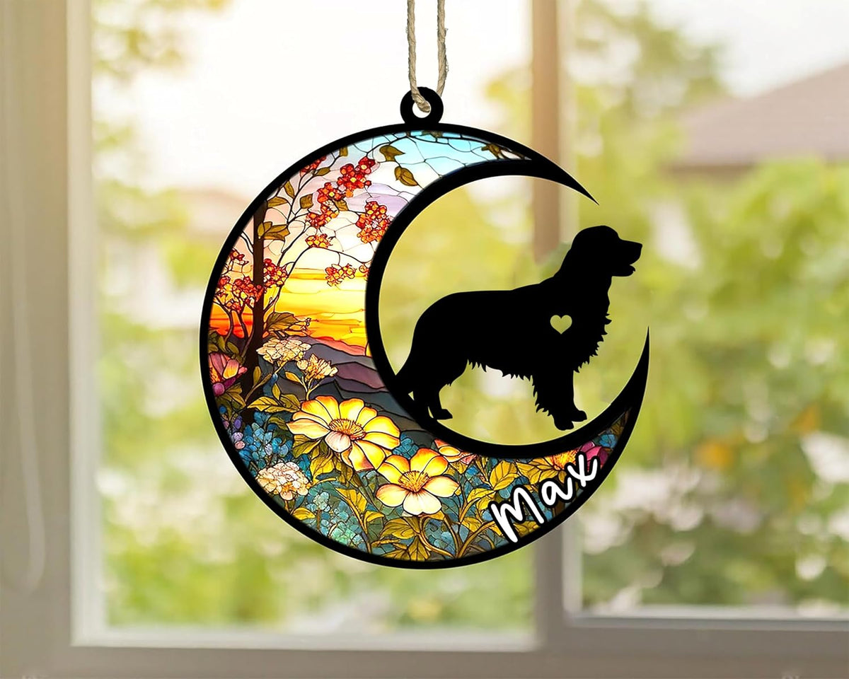 Personalized Dog Memorial, Custom Name Golden Retriever Dog Christmas Ornament with Name, Custom Breeds, Pet Loss Light Catcher, Gifts for Lovers Loss of Pet Sympathy on Mothers Day Christmas