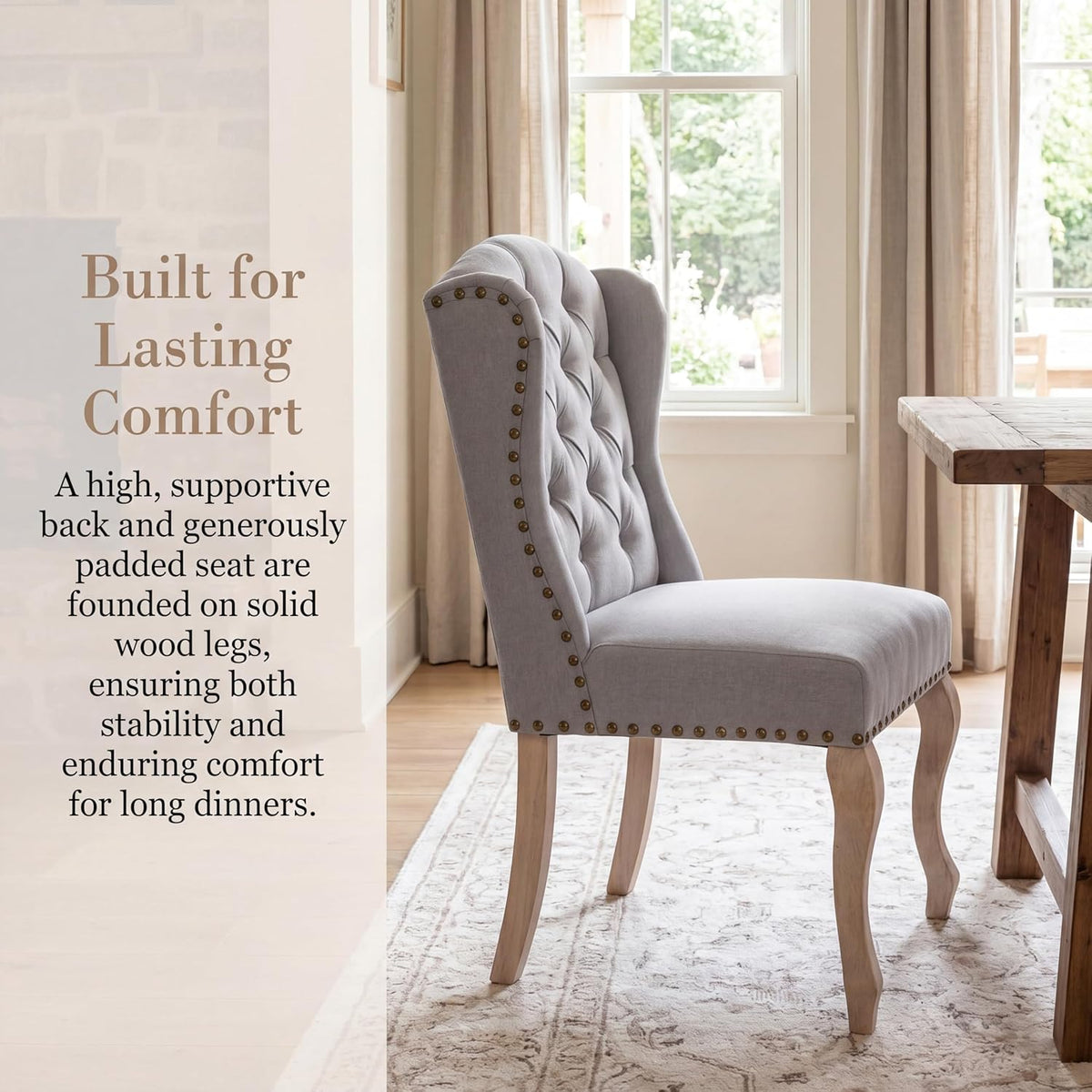 chairus Tufted Upholstered Parsons Dining Chairs Set of 4, Grey