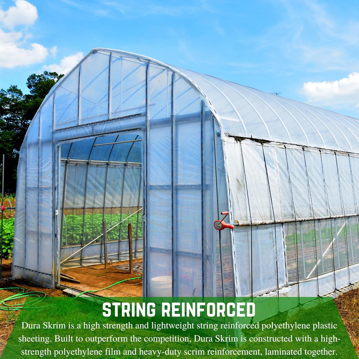 Farm Plastic Supply - String Reinforced 4 Year UV Resistant 10 mil Clear Greenhouse Plastic Sheeting - 4 Year UV Resistant Polyethylene Greenhouse Film, Hoop House Green House Cover (24' x 50')