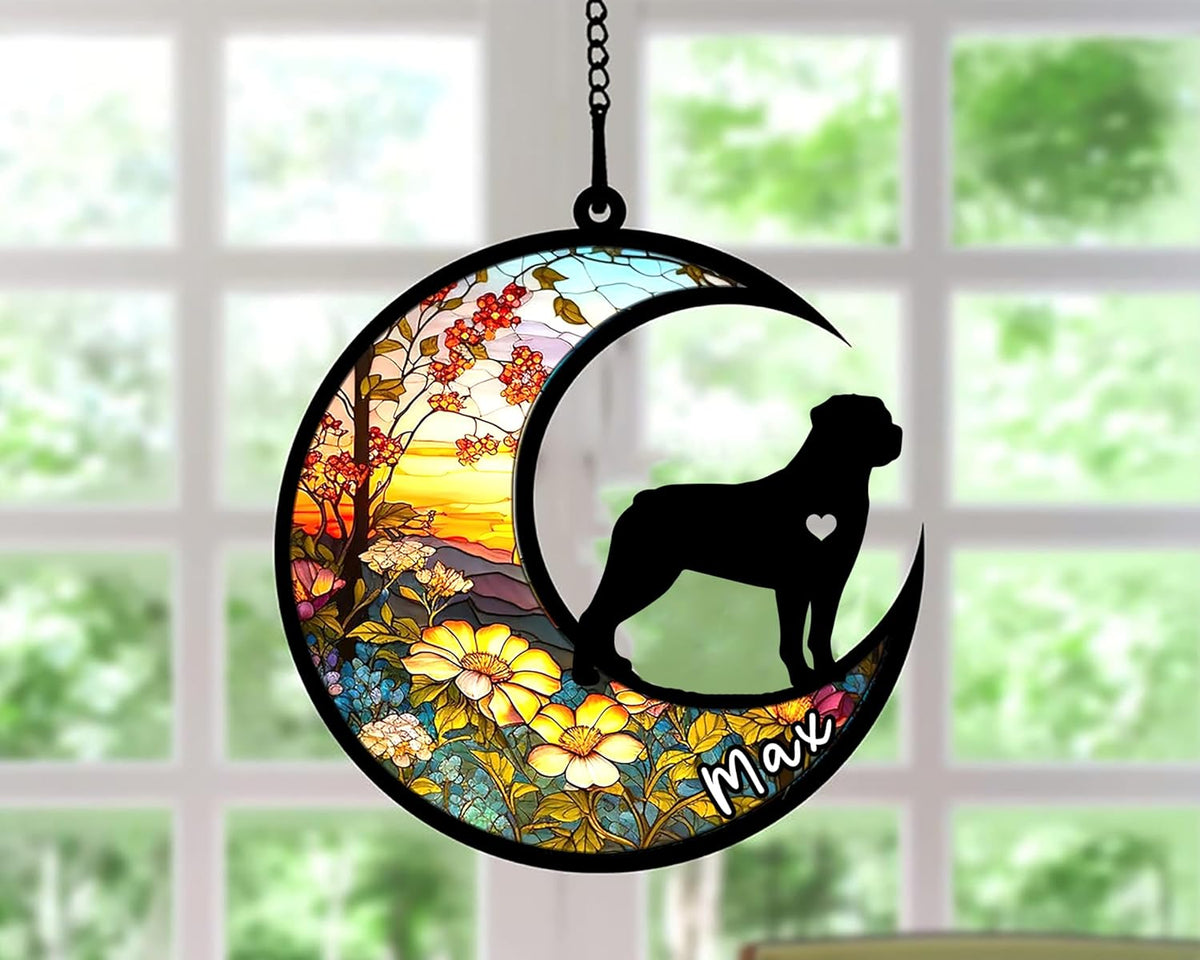 Personalized Dog Memorial, Custom Name Rottweiler (Tan) Dog Christmas Ornament with Name, Custom Breeds, Pet Loss Light Catcher, Gifts for Lovers Loss of Pet Sympathy on Mothers Day Christmas