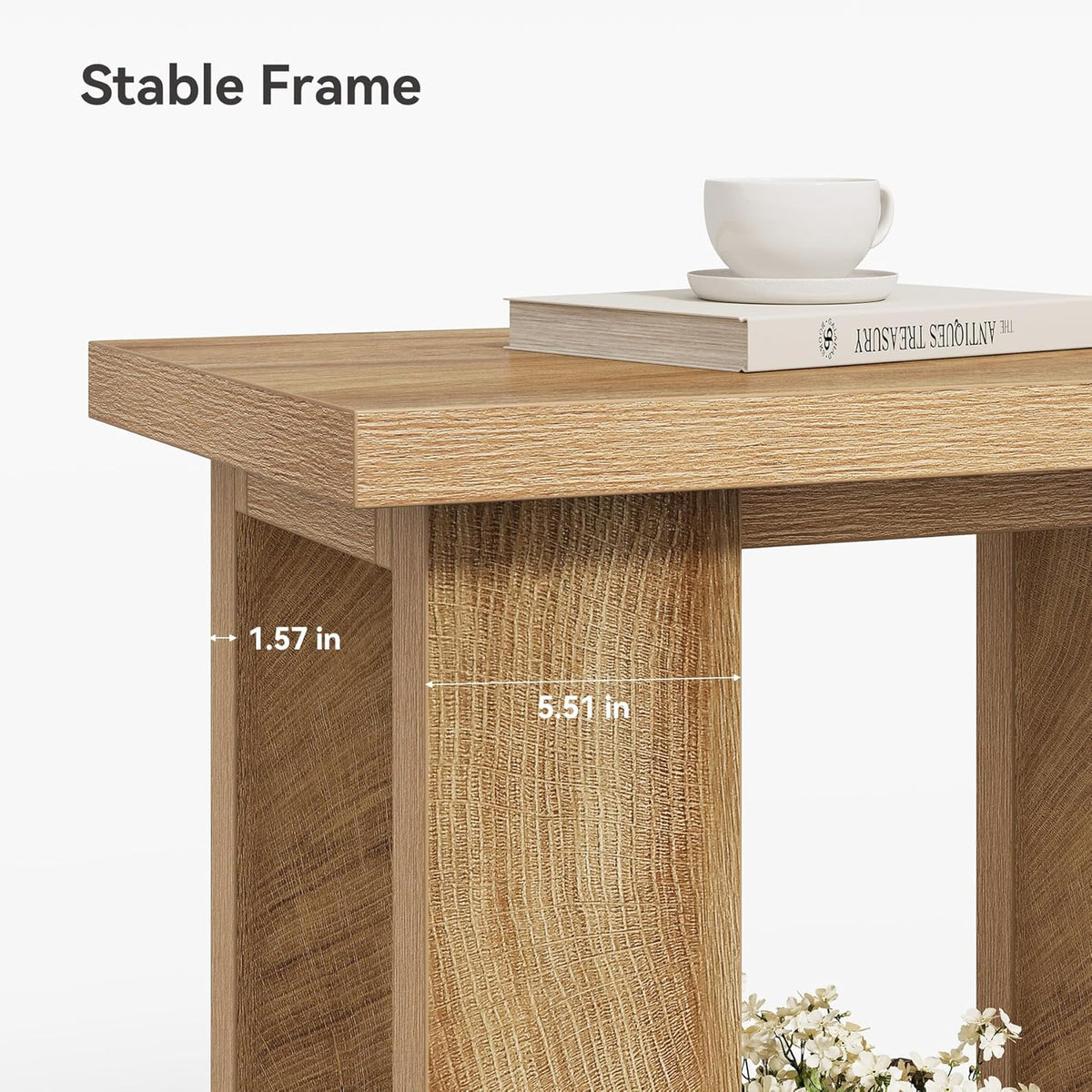 LITTLE TREE 2-Tier Side Table, Farmhouse End Table with Storage Shelves, Small Nightstand Wooden Beside Table Bed Side Table for Small Spaces, Living Room, Bedroom, Light Brown
