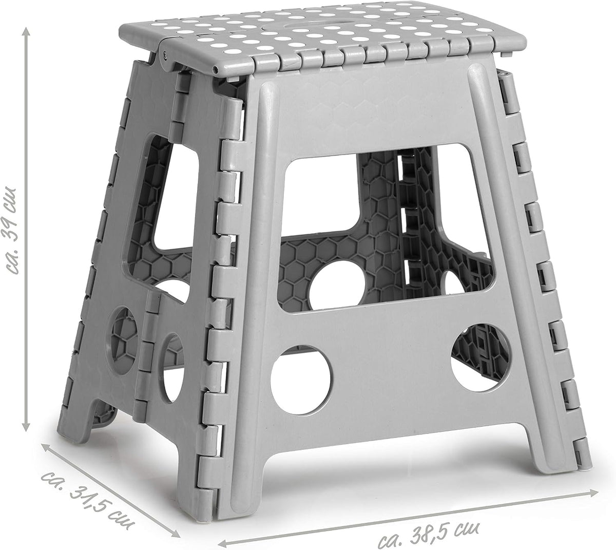 Zeller Present - Schöner Leben. Praktisch WOHNEN. Zeller 13036 Premium Klapphocker faltbar, Kunststoff, grau, TÜV geprüft, belastbar bis 150 kg, ca. 38,5 x 31,5 x 39 cm, Plastik, groß