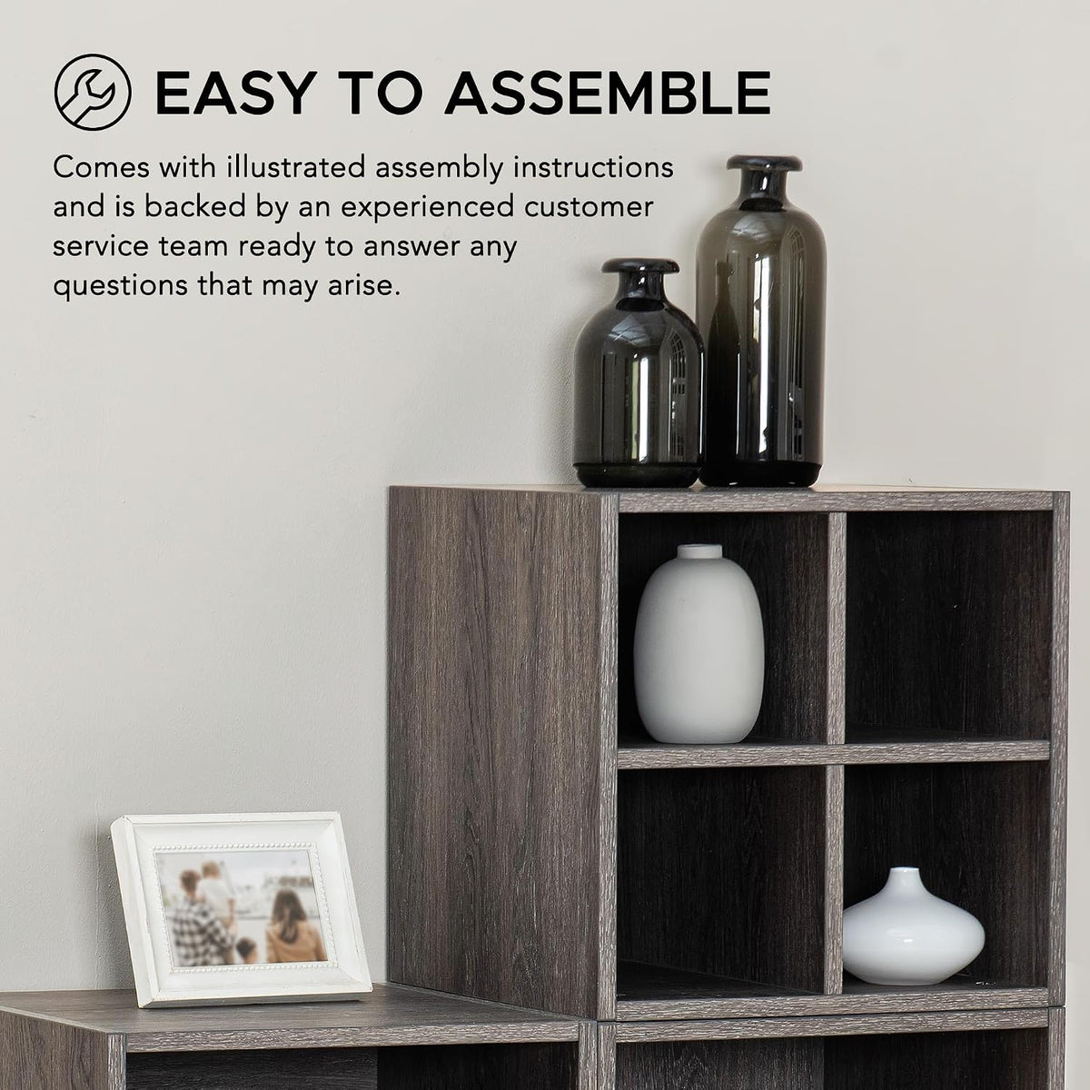 Sunjoy Quub Quarter Saving Stackable MDF Wood Cabinet for Living Room, Bedroom and Other Indoor Space, Walnut…