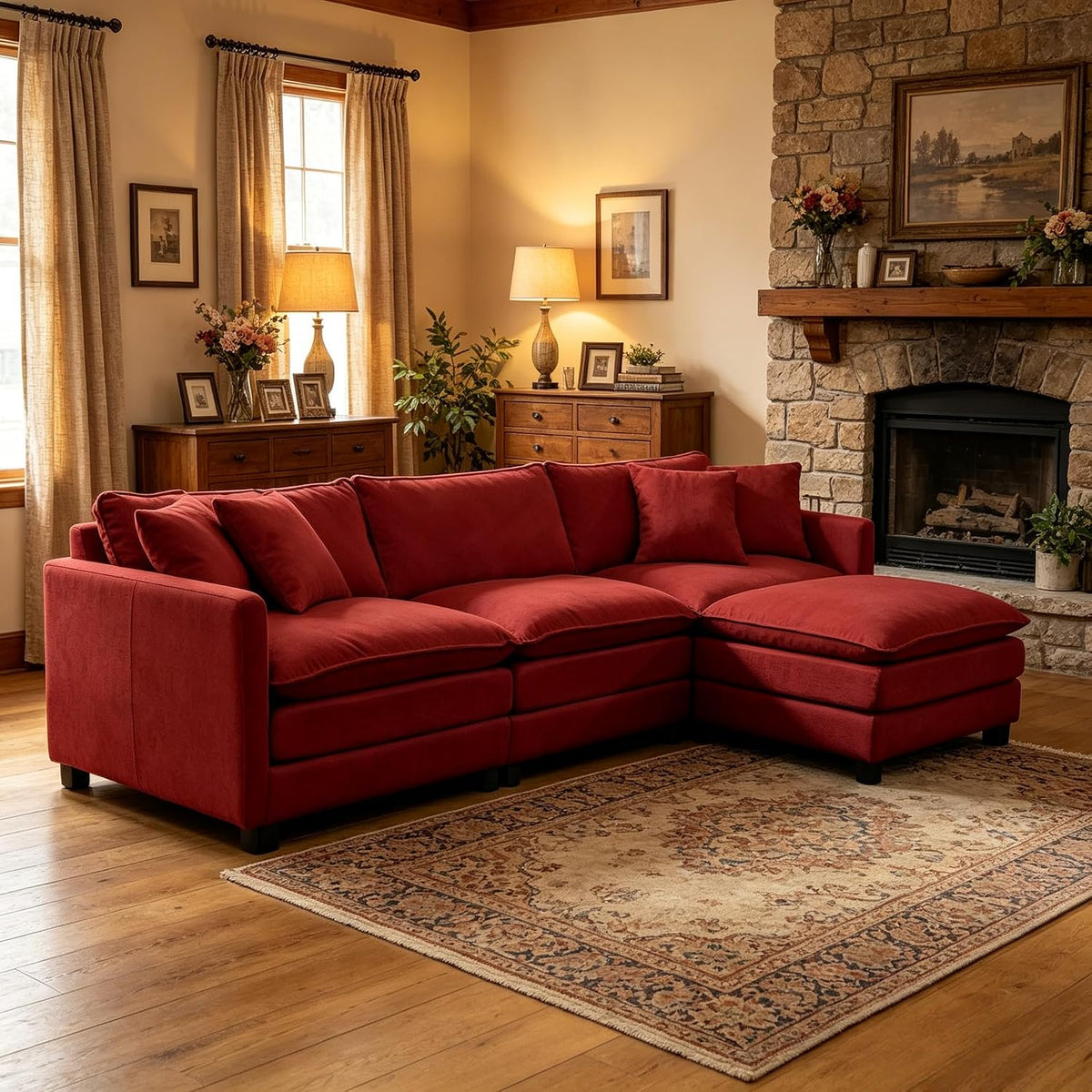 108.27" Modular Sectional Sofa, 4 Seat L Shaped Couch with Chaise | Deep Seat Cloud Couch With Soft Chenille Fabric, Reversible Chaise Modular Design Spacious Comfort for Home, Apartment, Dorm