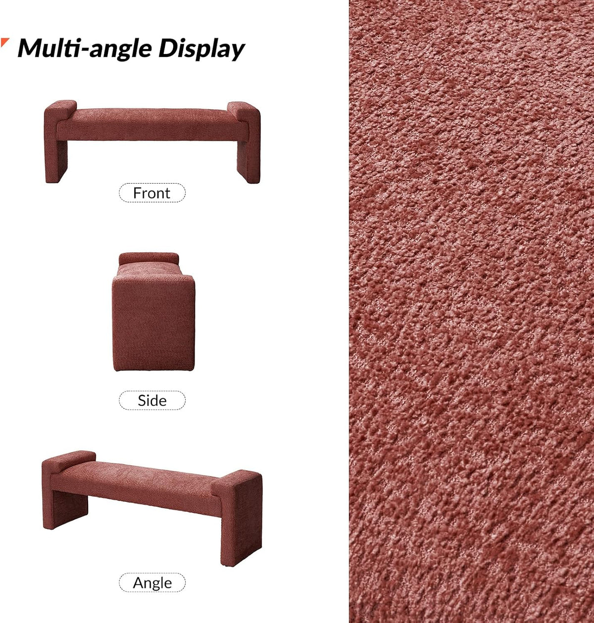 58.5" End of Bed Bedroom Bench, Elegant Fabric Upholstered Footstool for Dining Room & Entryway, Sturdy Legs with Floor Pads Footrest Ottoman, Rosewood