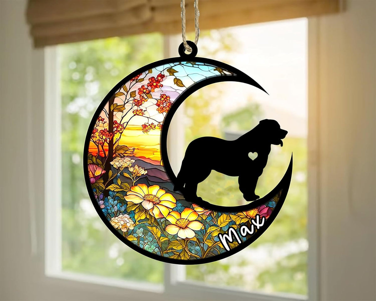 Personalized Dog Memorial, Custom Name Leonberger Dog Christmas Ornament with Name, Custom Breeds, Pet Loss Light Catcher, Gifts for Lovers Loss of Pet Sympathy on Mothers Day Christmas