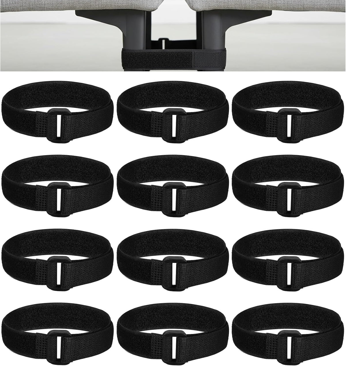 12 Pcs Sectional Sofa Strap for Couches, Heavy Duty Nylon Couch Connectors with Anti-Slip Grip, No Tools Needed to Lock Sliding Sofa Sections & Prevent Gaps