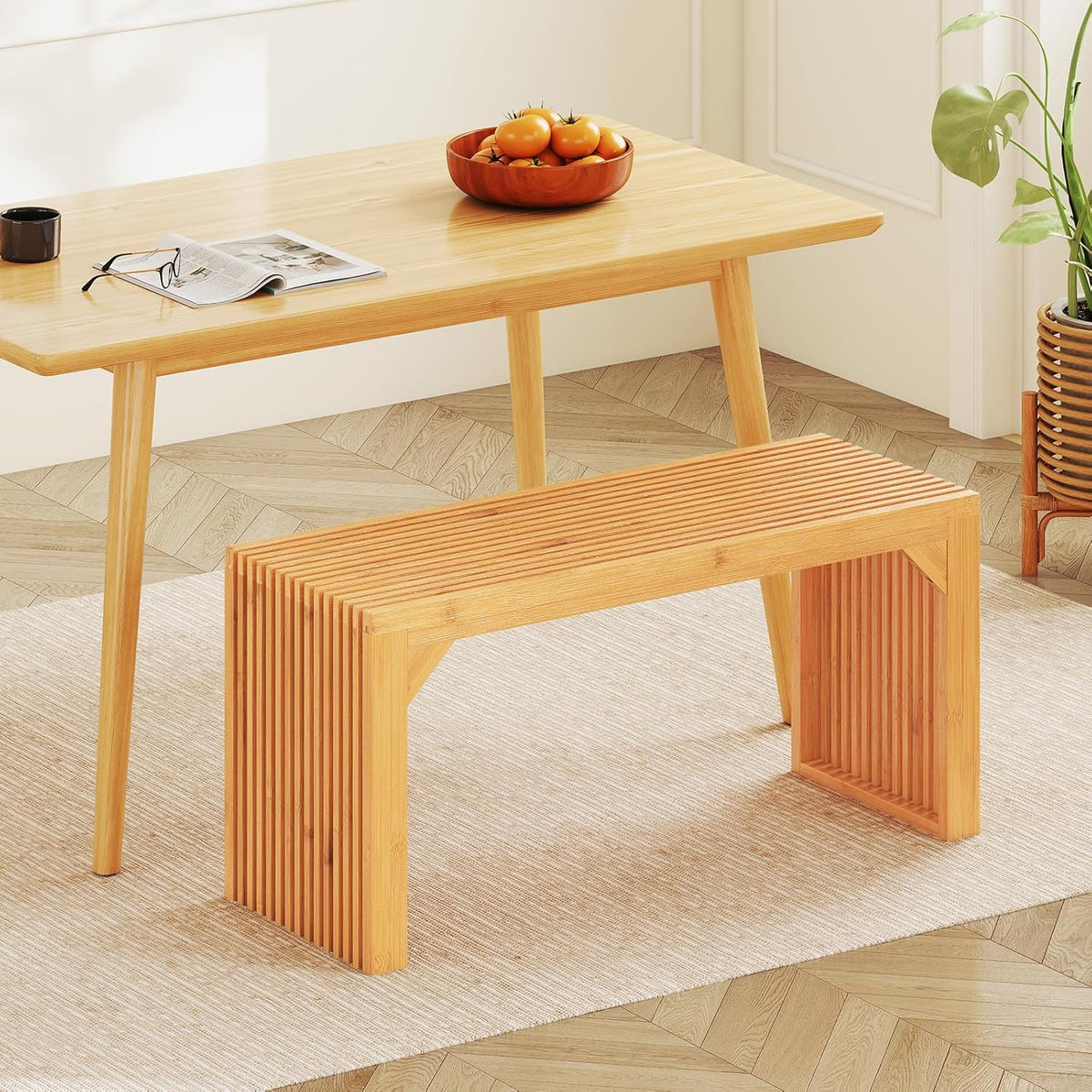 Giantex 36" Bamboo Dining Bench, 660Lbs Capacity, 2-Person Kitchen Table Bench for Living Room, Bedroom, Bathroom, Entryway Hallway, Front Door, End of Bed, Indoor Outdoor Use, 1 Pack