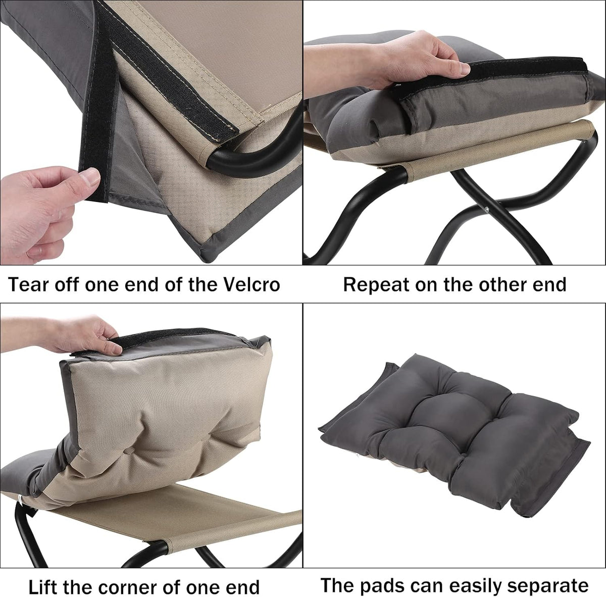 15" Upholstered Folding Foot Rest Stool with Foldable Metal Frame Dark Grey