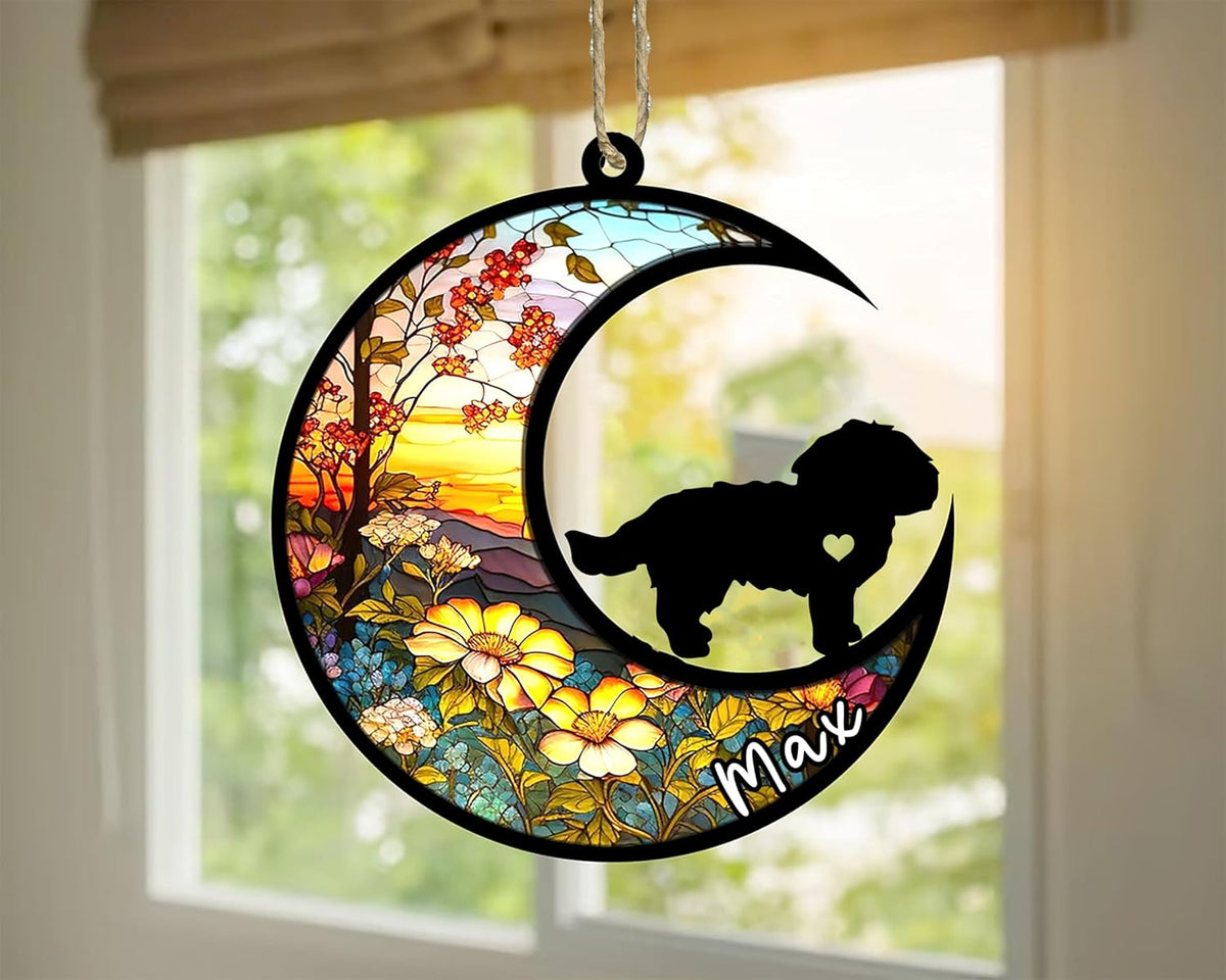Personalized Dog Memorial, Custom Name Maltese Dog Christmas Ornament with Name, Custom Breeds, Pet Loss Light Catcher, Gifts for Lovers Loss of Pet Sympathy on Mothers Day Christmas