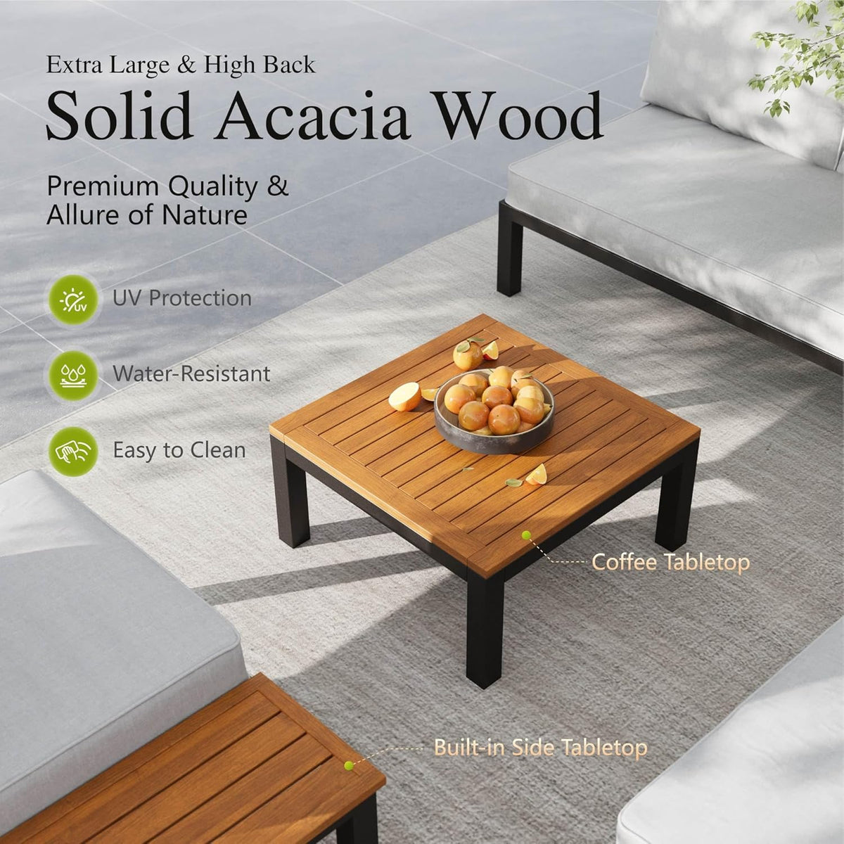Sophia & William 7 Piece Metal Outdoor Sectional Sofa with Cushion, Patio Furniture Set with 4 x Single Sofa with Side Table, 2 x Coffee Table, Modern L-Shape Outdoor Couch for Deck Garden Backyard