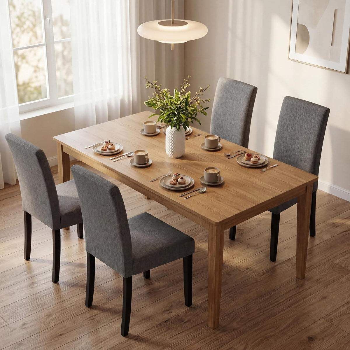 Modern Fabric Dining Chairs,Elegant Design Kitchen & Dining Room Chairs with High Back for Home Dining Space (Gray, Set of 2)