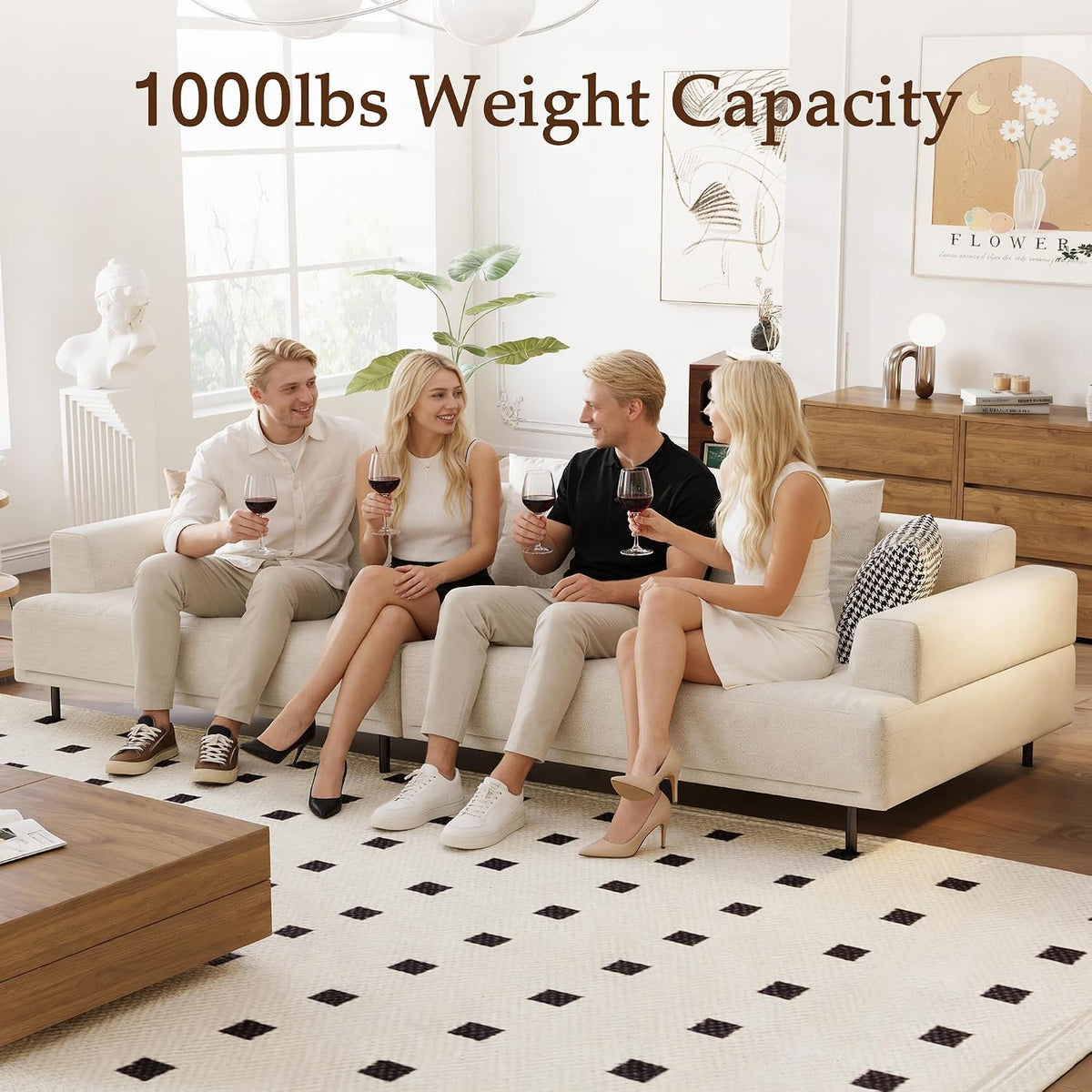 109.4" W Modular Sectional Sofa Couch for Living Room, Beige