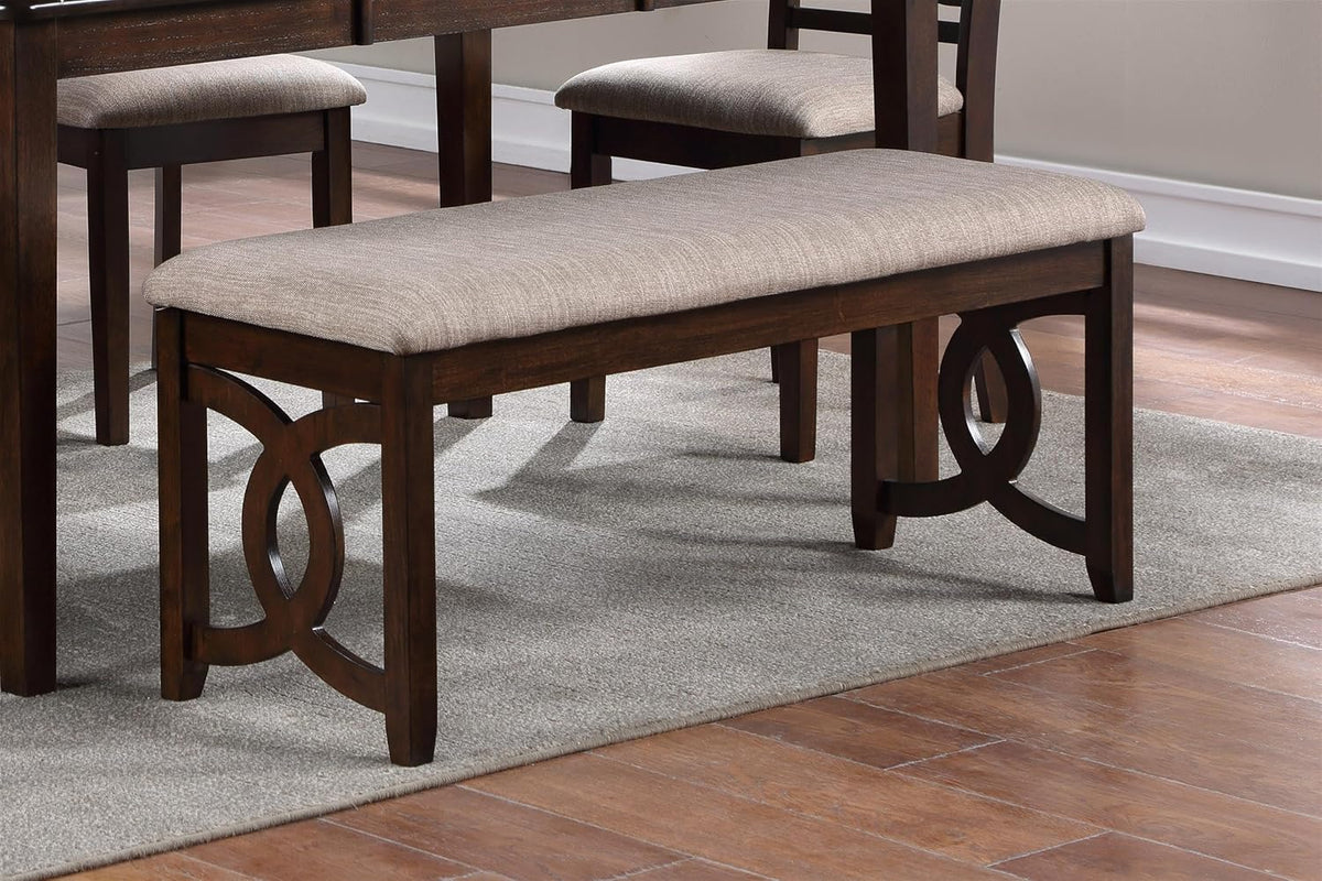 New Classic Furniture Gia Upholstered Dining Bench, Cherry Brown