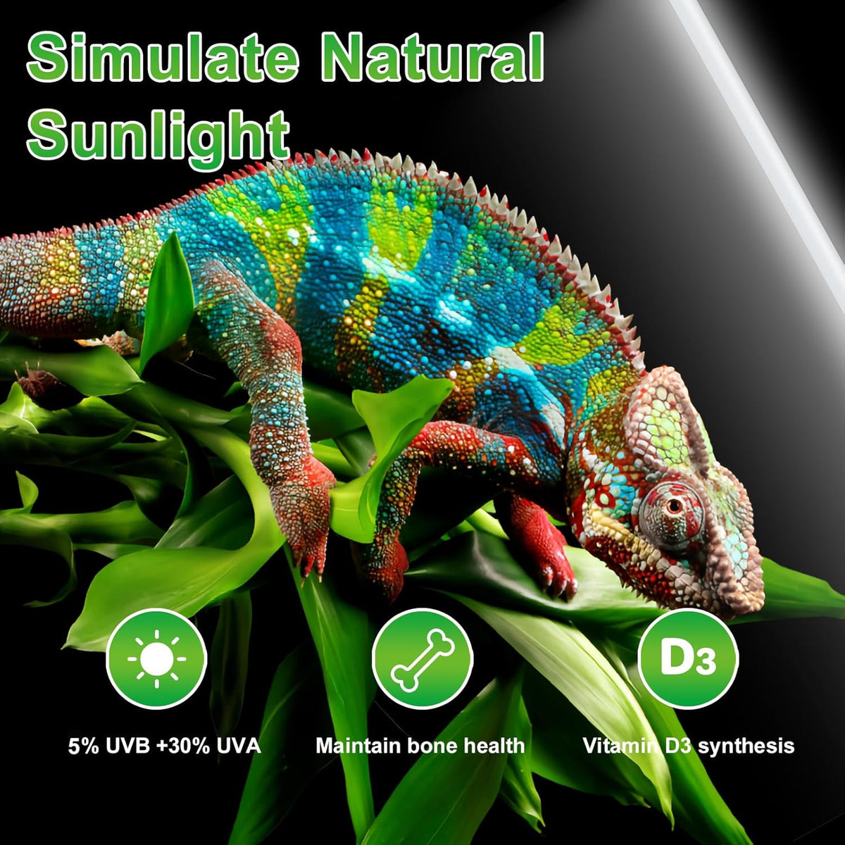 LUCKY HERP T8 30W UVB 5.0 Reptile Light, UVA UVB Reptile Light Bulb 2 Pack, Fluorescent Lamp for Reptiles Amphibians Lizards Chameleons