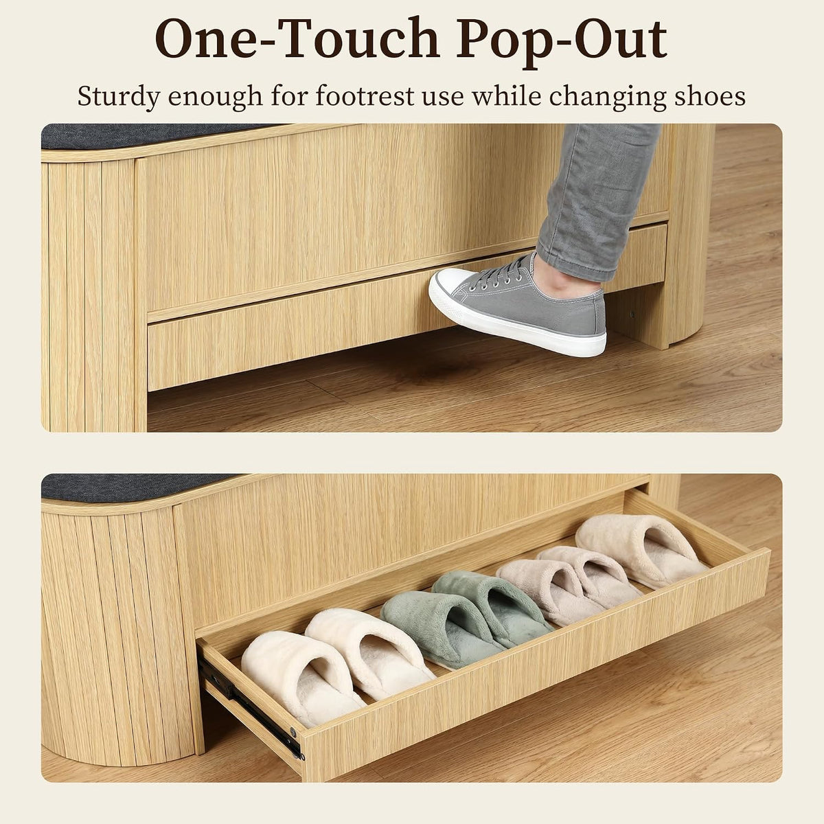Gyfimoie Shoe Storage Bench with Cushion, Sturdy Entryway Bench Supports 300 lb, Wood Storage Chest with Drawer for Bedroom, 47.64"*17.91 * 13.98" Inches, Shoe Benches for Living Room, Hallway