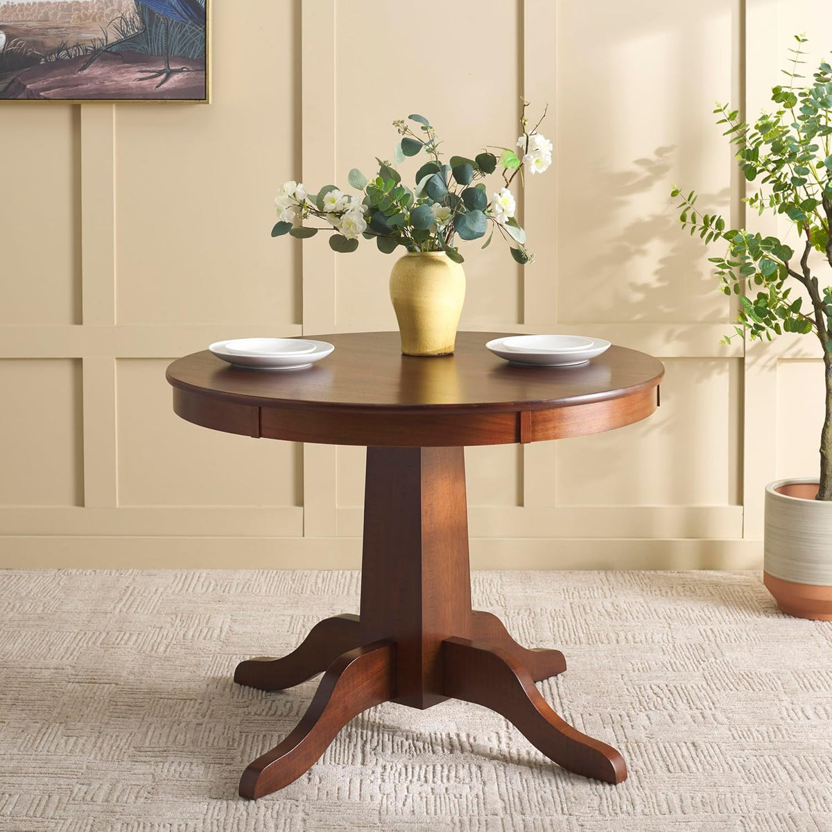 SAFAVIEH Home Collection - Sergio Rustic Cafe Brown Round Dining Table, Traditional Pedestal Design, Seats up to 4 (DTB9215A)